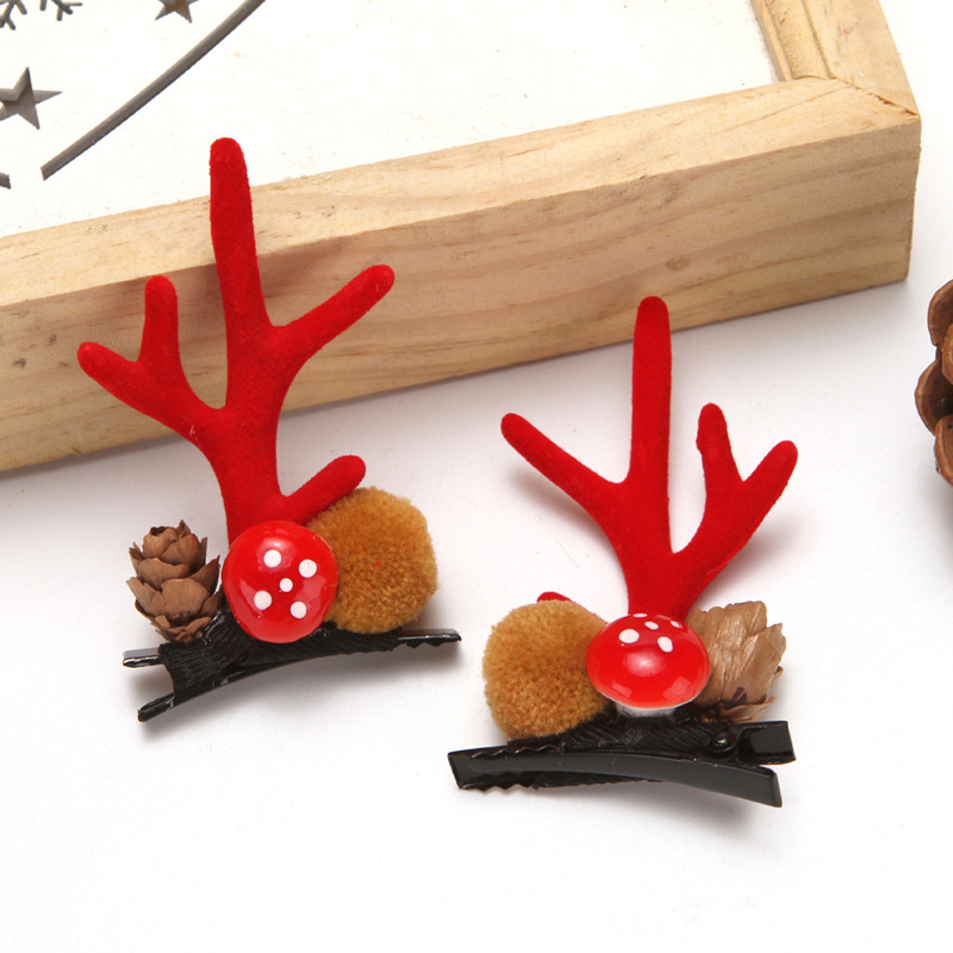 Kawaii Christmas Ear Hair Clip Santa Snowman Xmas Party Barrettes For Kids Cosplay Headwear 16