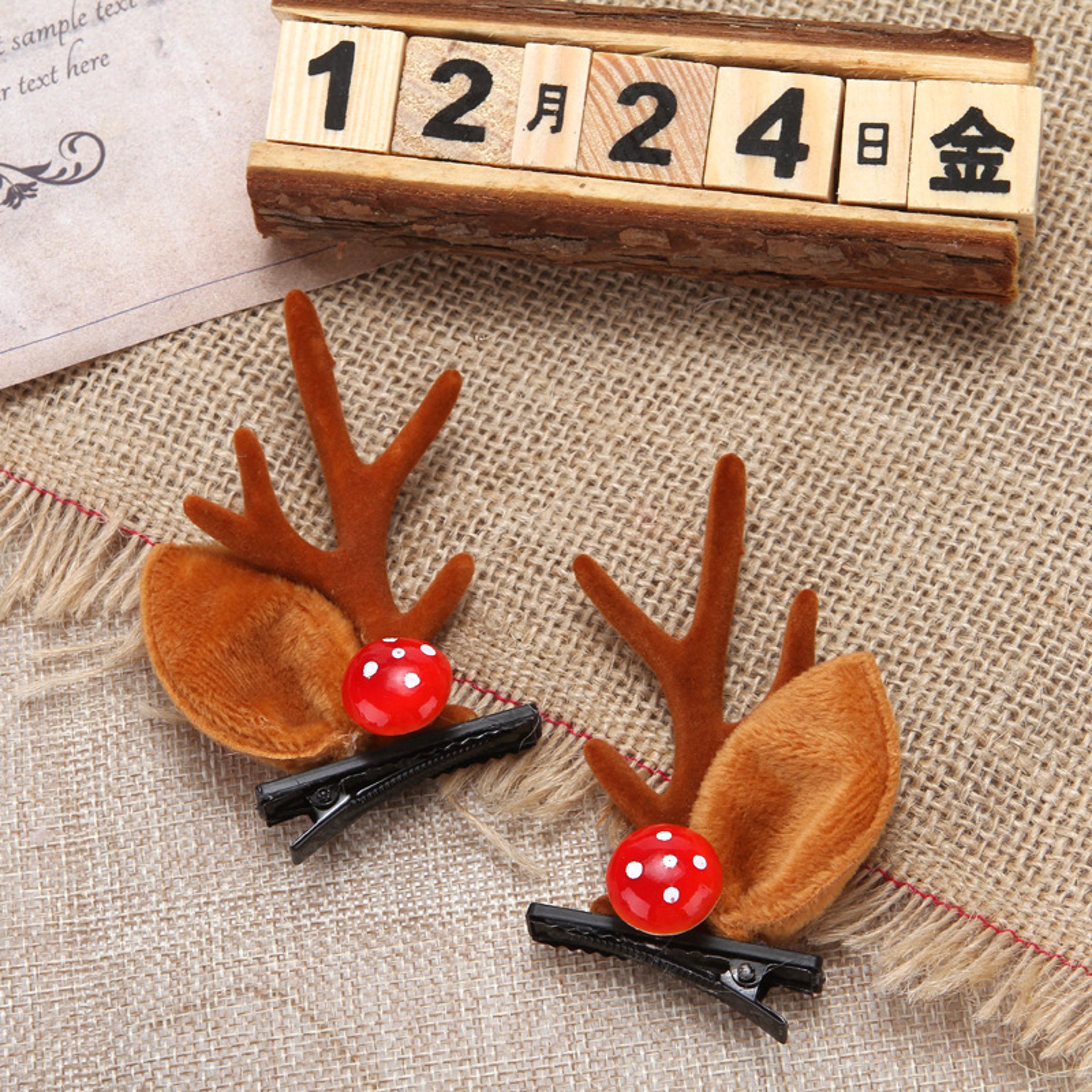 Kawaii Christmas Ear Hair Clip Santa Snowman Xmas Party Barrettes For Kids Cosplay Headwear 18