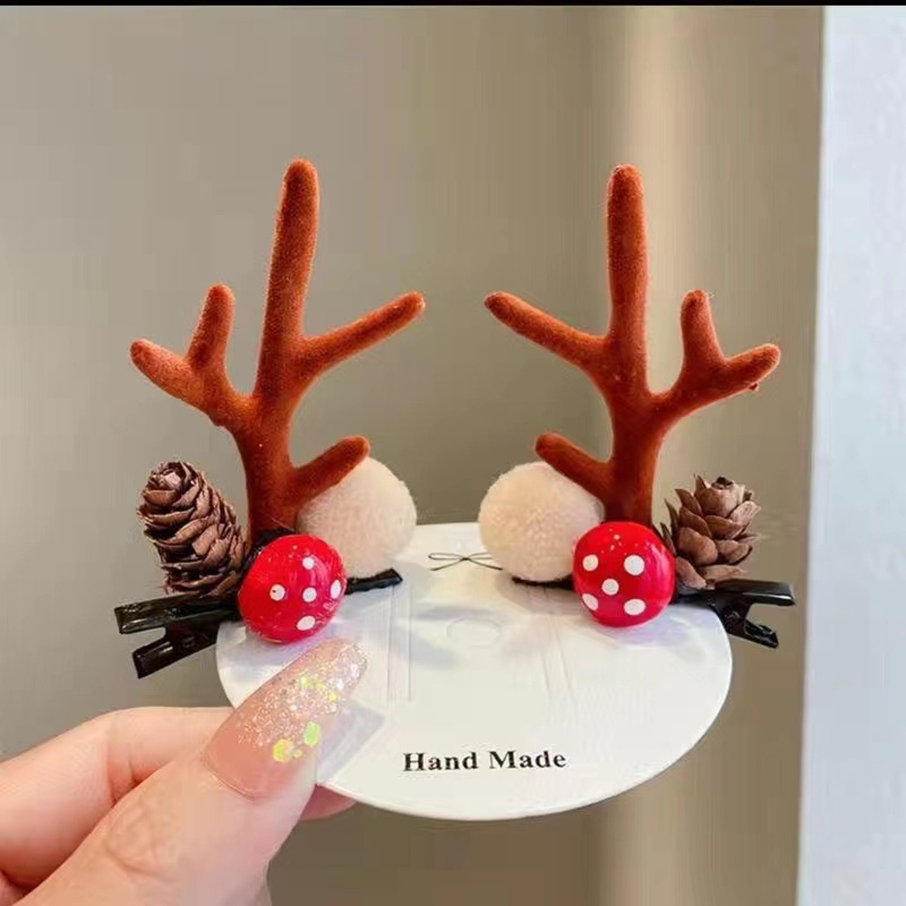 Kawaii Christmas Ear Hair Clip Santa Snowman Xmas Party Barrettes For Kids Cosplay Headwear 34