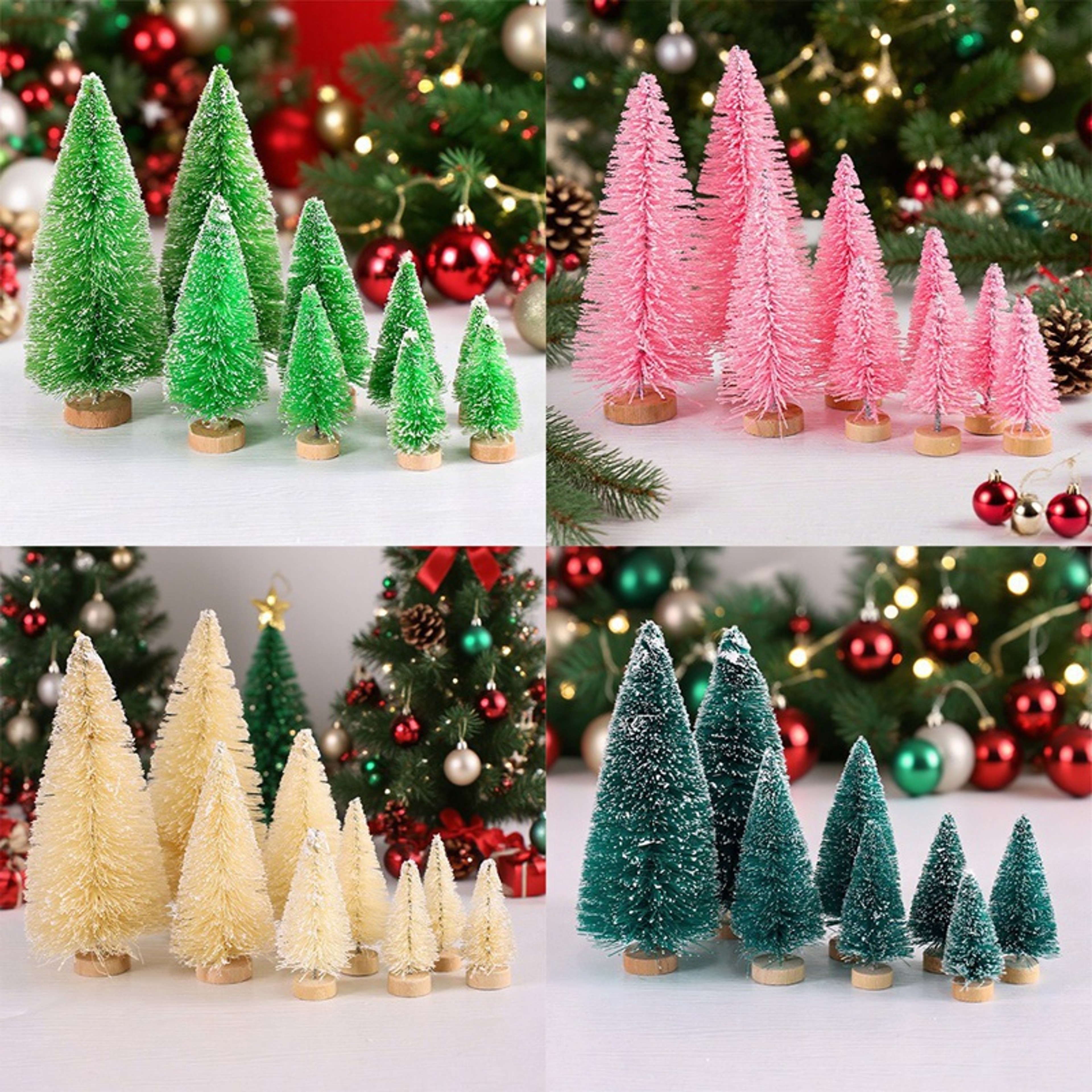 Mini Wooden Christmas Tree, Artificial Tabletop Xmas Tree for Decorations – view 1