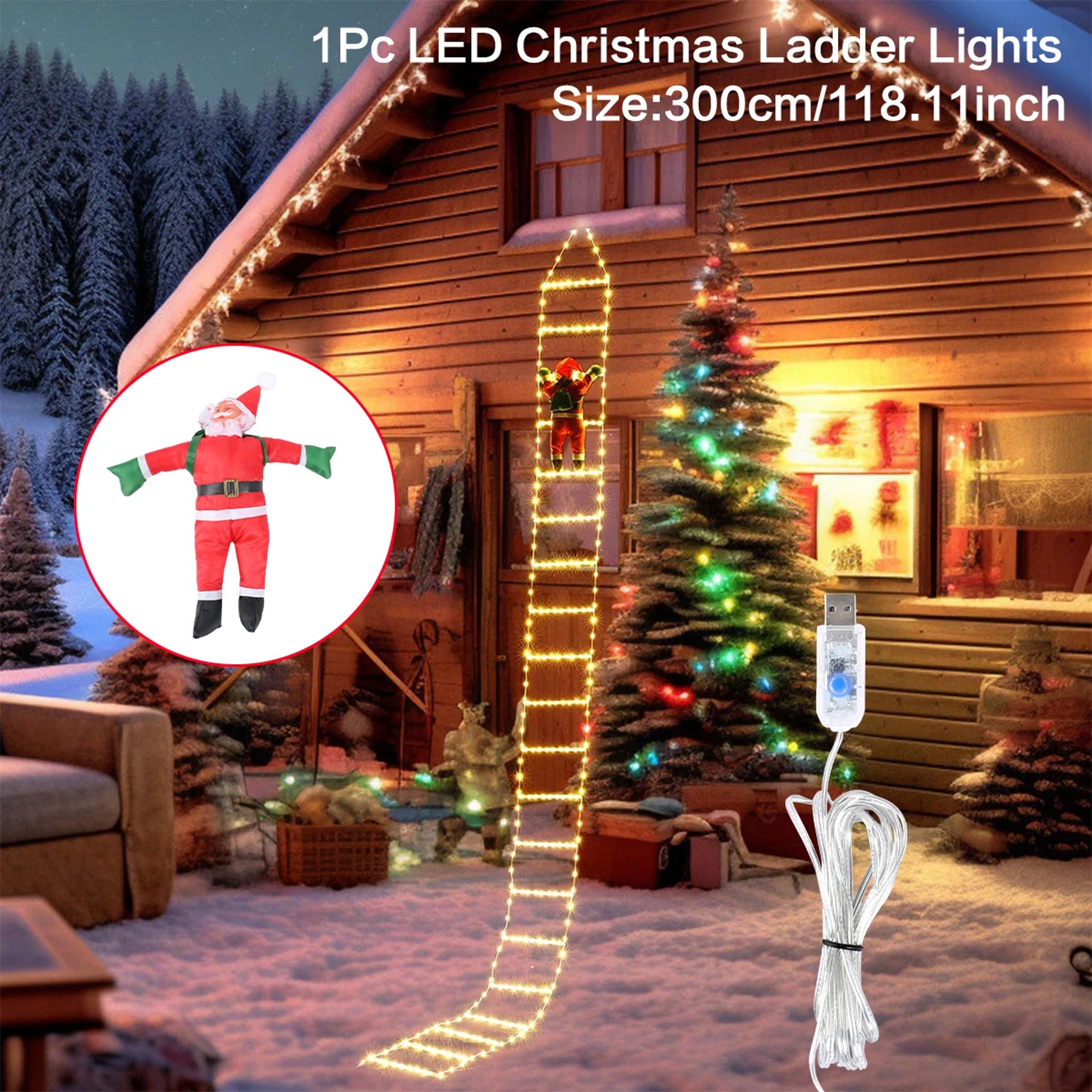 Santa Claus Climbing Ladder, Christmas Decoration Outdoor Gift Tree, Ornement Garden Decor – view 7