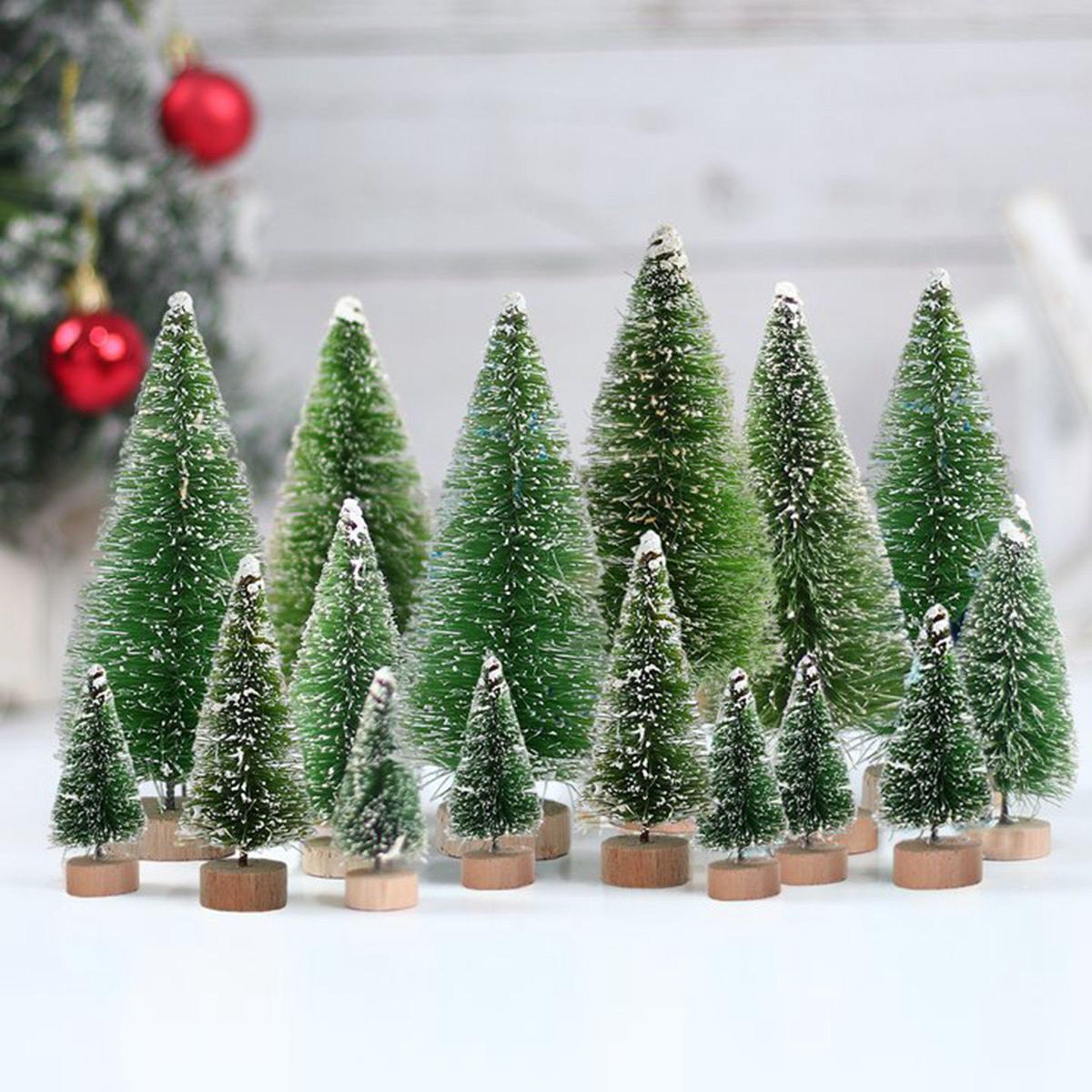 Artificial Mini Wooden Christmas Tree Blue Green White Gold Tower Pine Small Sisal Tabletop Ornament Decor – view 1