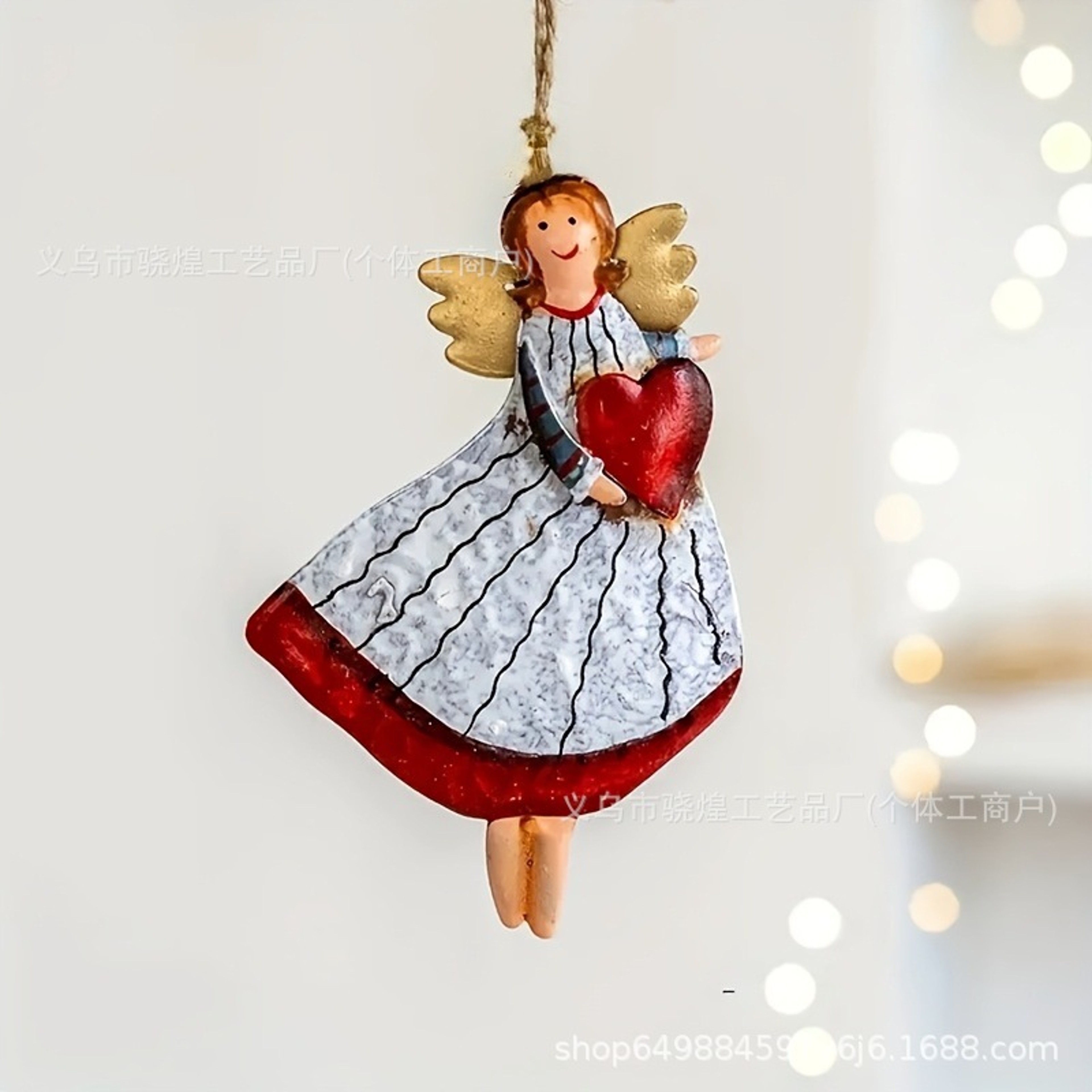 Vintage Angel Hanging Decor, Wooden Xmas Tree Ornament for Home Navidad New Year Gift – view 2