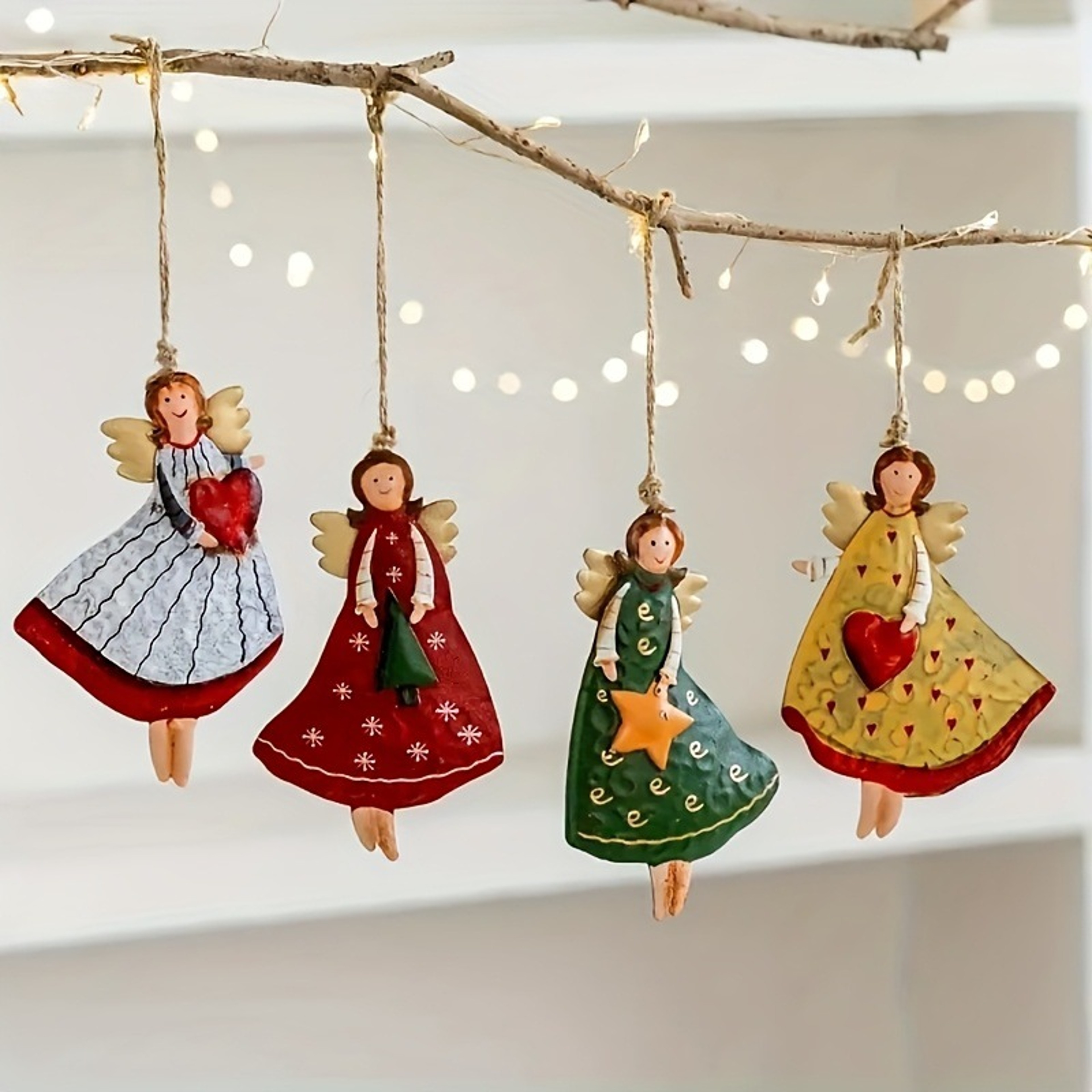 Vintage Angel Hanging Decor, Wooden Xmas Tree Ornament for Home Navidad New Year Gift – view 7