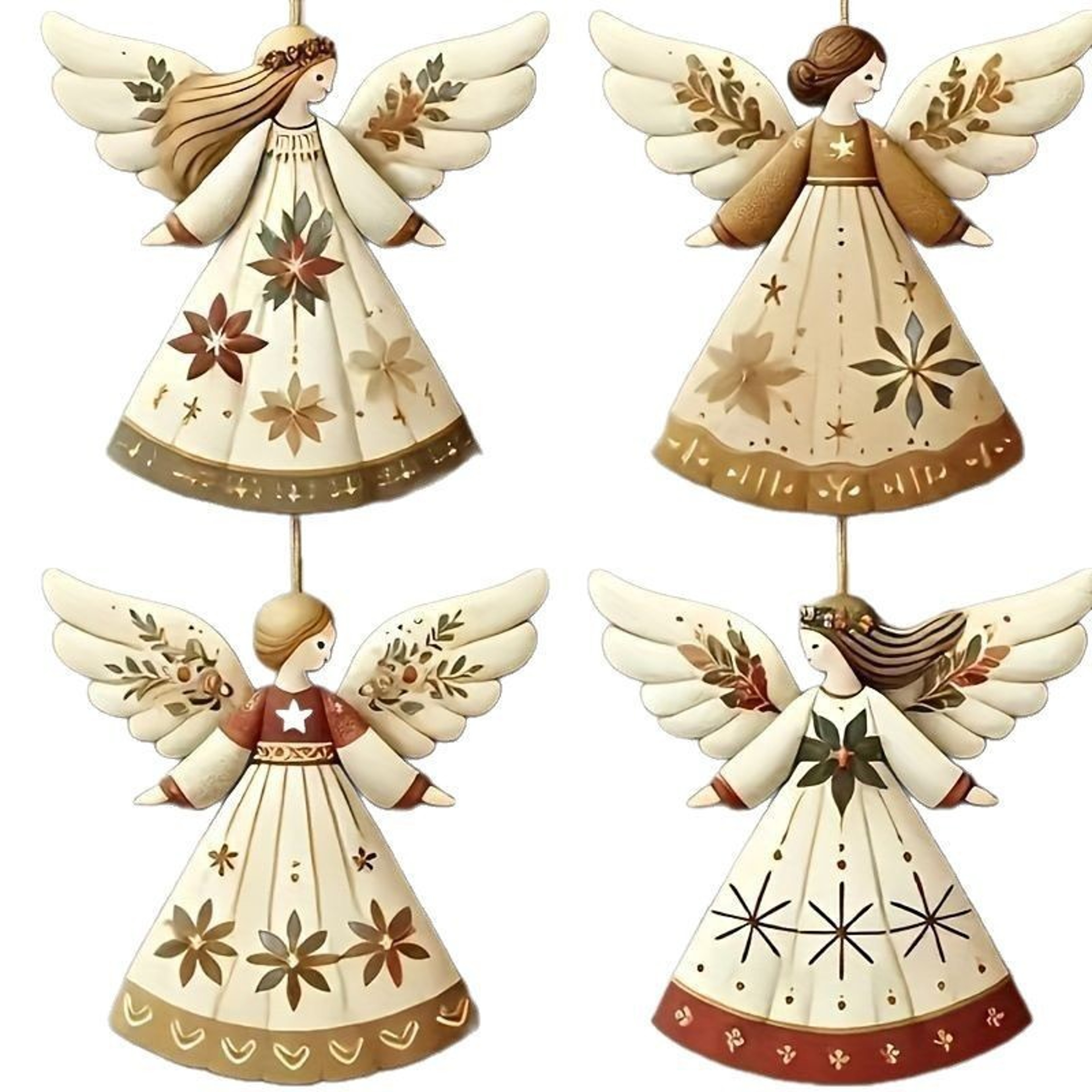 Vintage Angel Hanging Decor, Wooden Xmas Tree Ornament for Home Navidad New Year Gift – view 9