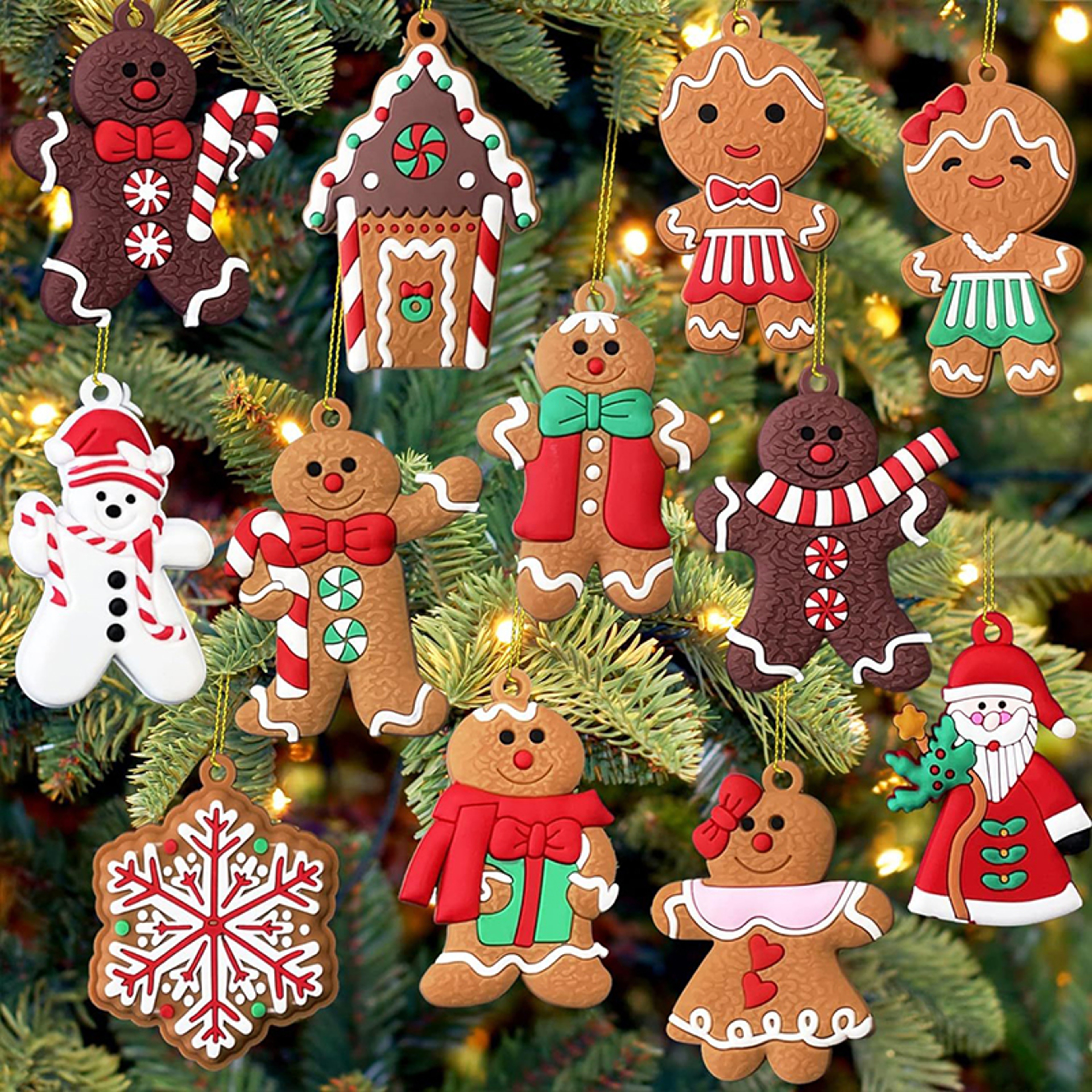 Wooden Gingerbread Man Xmas Tree Hanging Ornaments, Christmas Decor for Home Party New Year Gifts – view 1