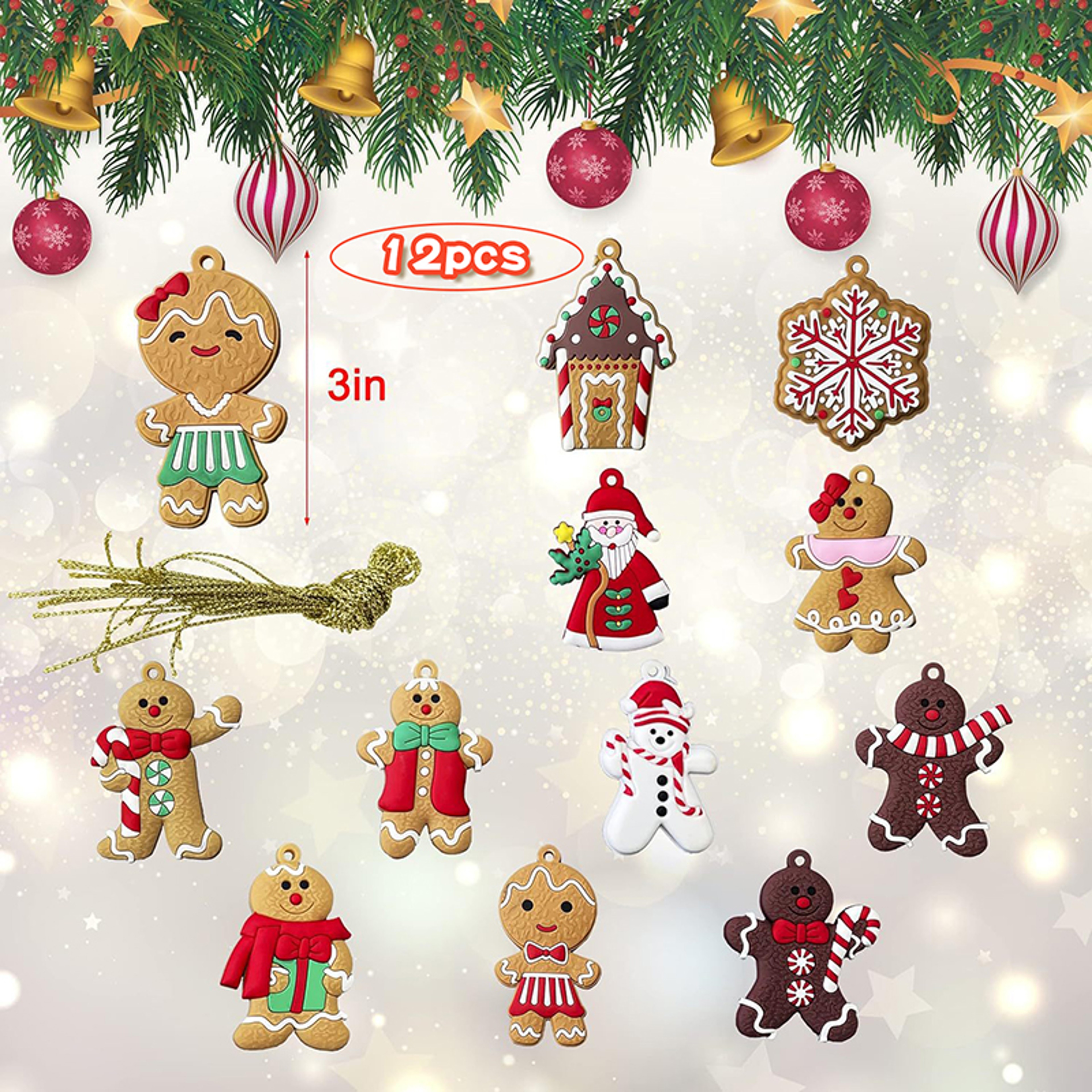 Wooden Gingerbread Man Xmas Tree Hanging Ornaments, Christmas Decor for Home Party New Year Gifts – view 10