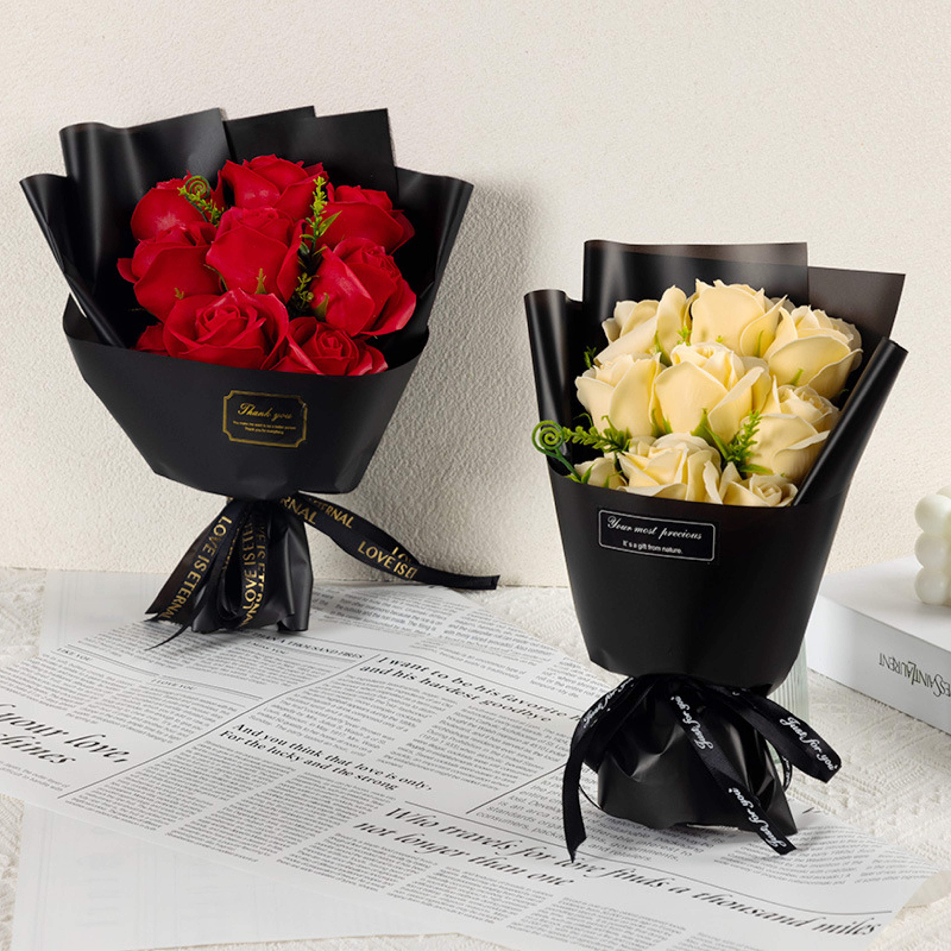 Artificial Soap Flower Rose Bouquet for Valentines Day, Wedding Birthday Home Decoration – view 6