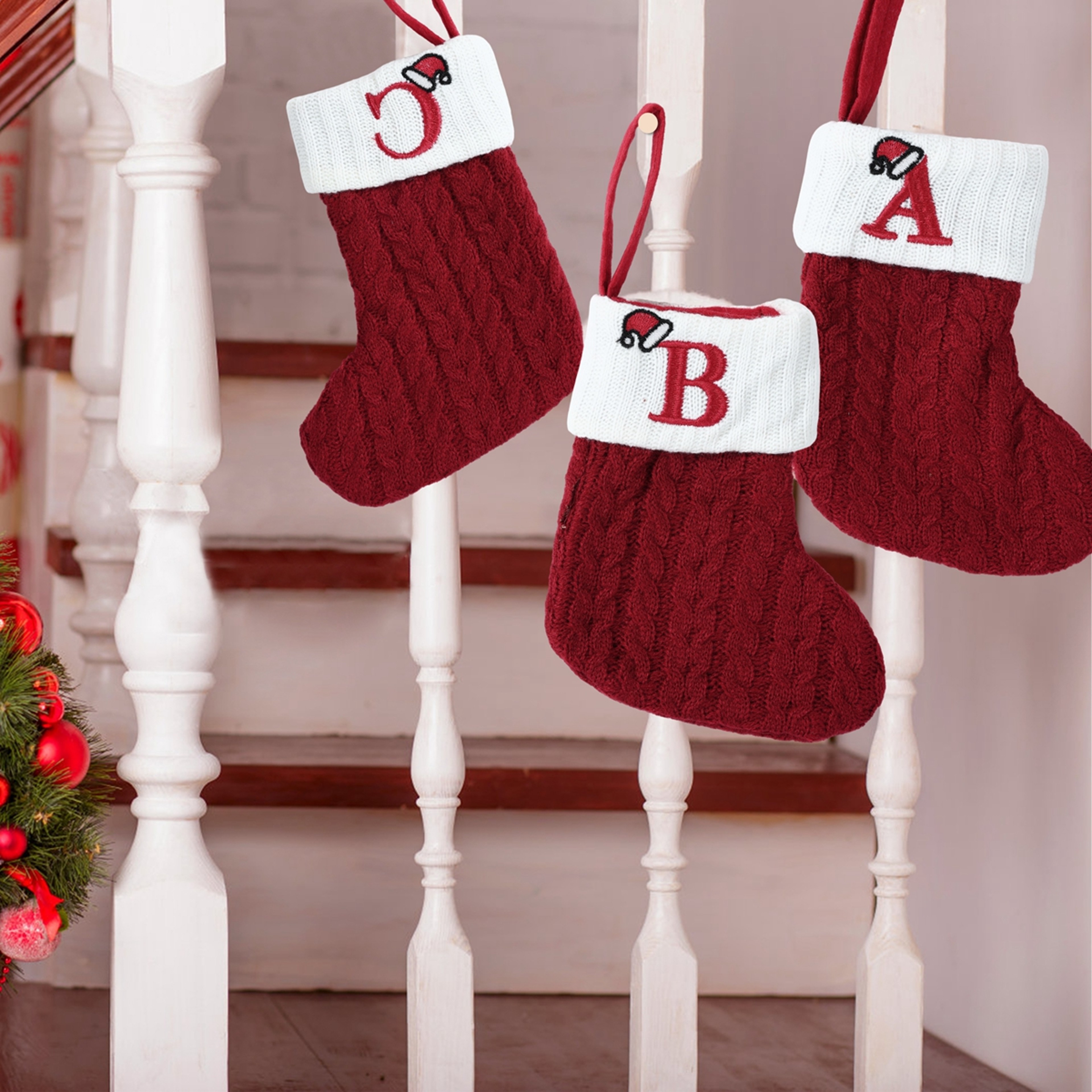 Christmas Alphabet Knitting Socks for Christmas Tree Ornaments, Decorations for Home Noel New Year Xmas Gift – view 5
