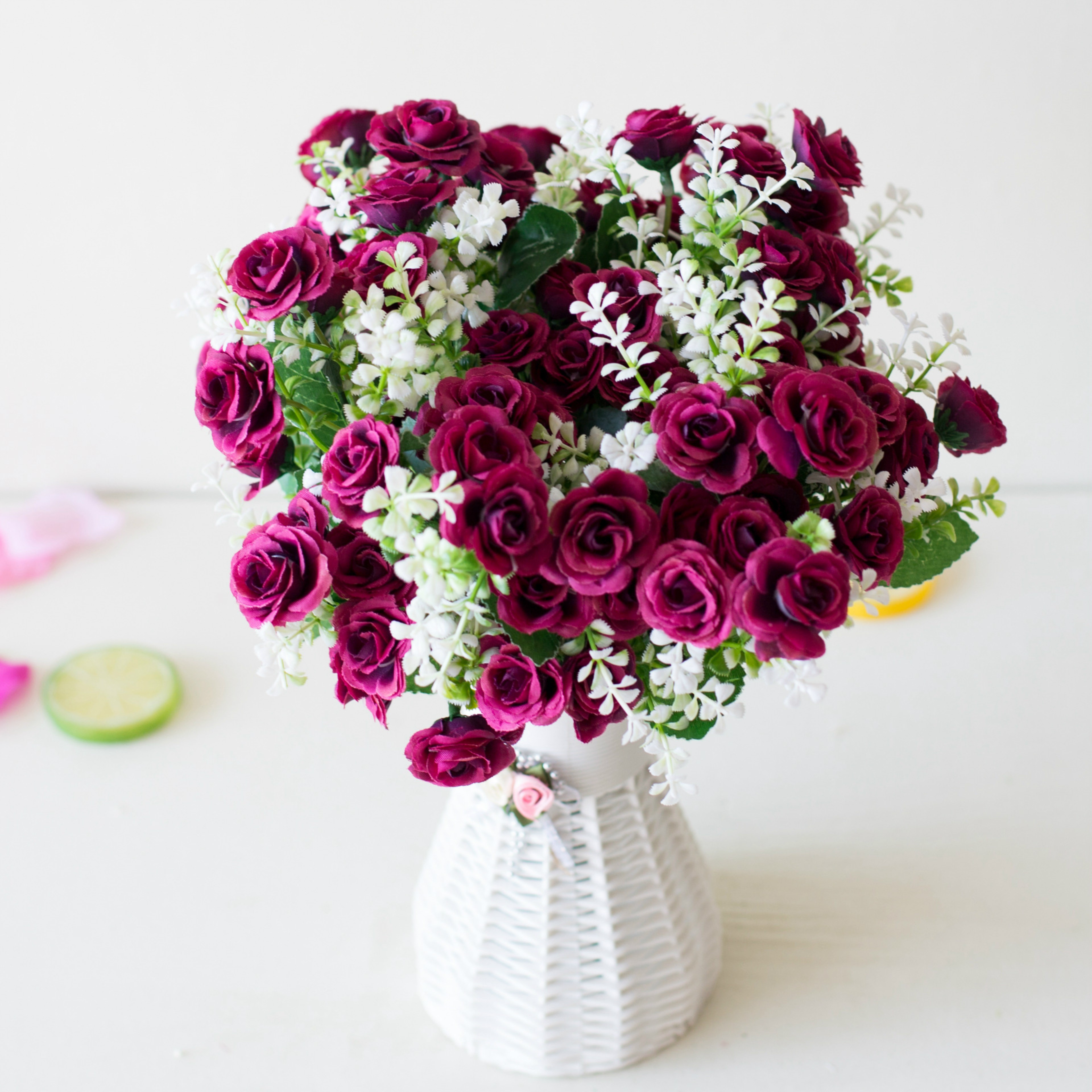 Artificial Mini Roses Flower Bouquet for Home, Office, Wedding Party Decor, Fake Flowers, Ornament, Desktop Decoration – view 9