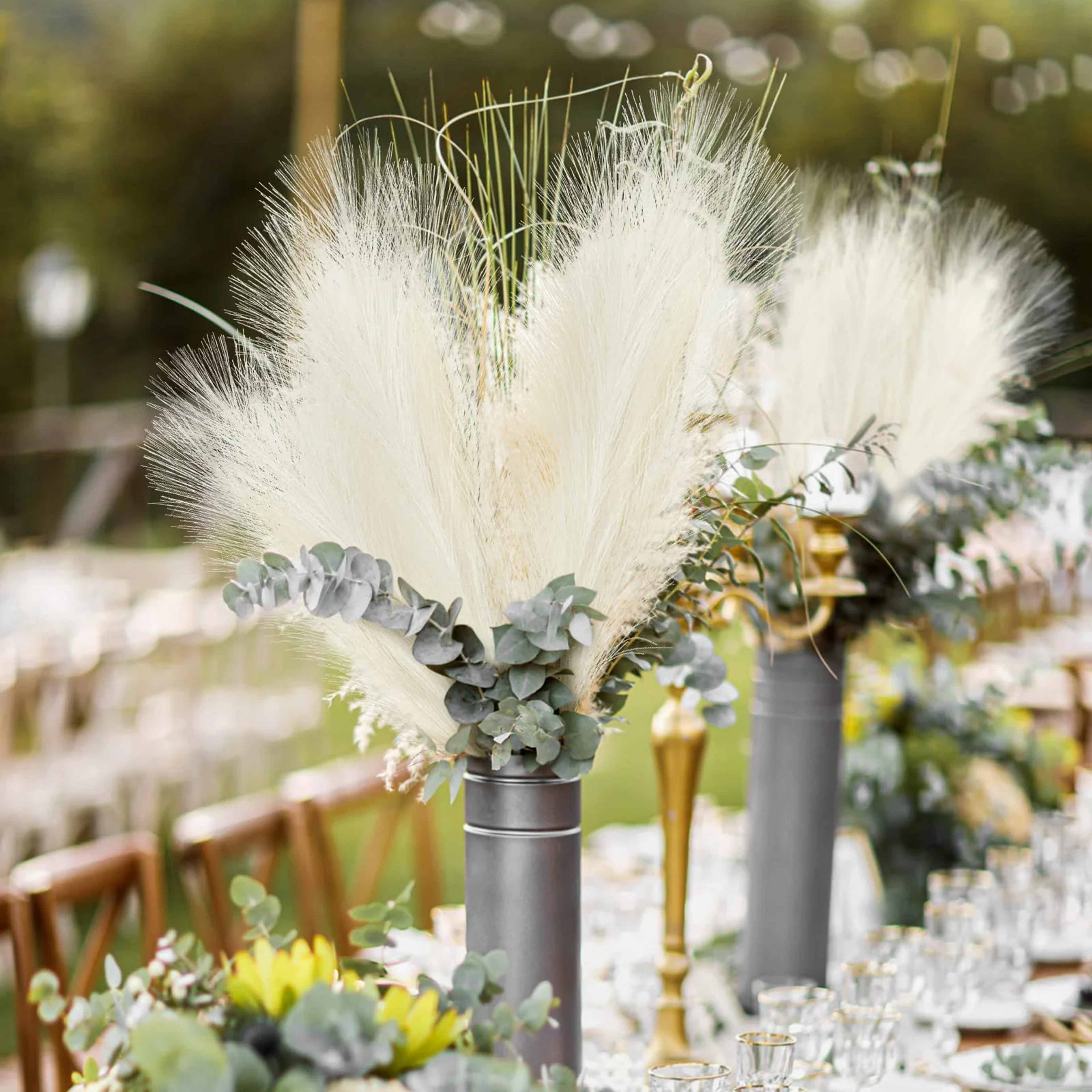 Fluffy Pampas Grass Artificial Flowers Wedding Boho Bouquet Home Vase Decor 3
