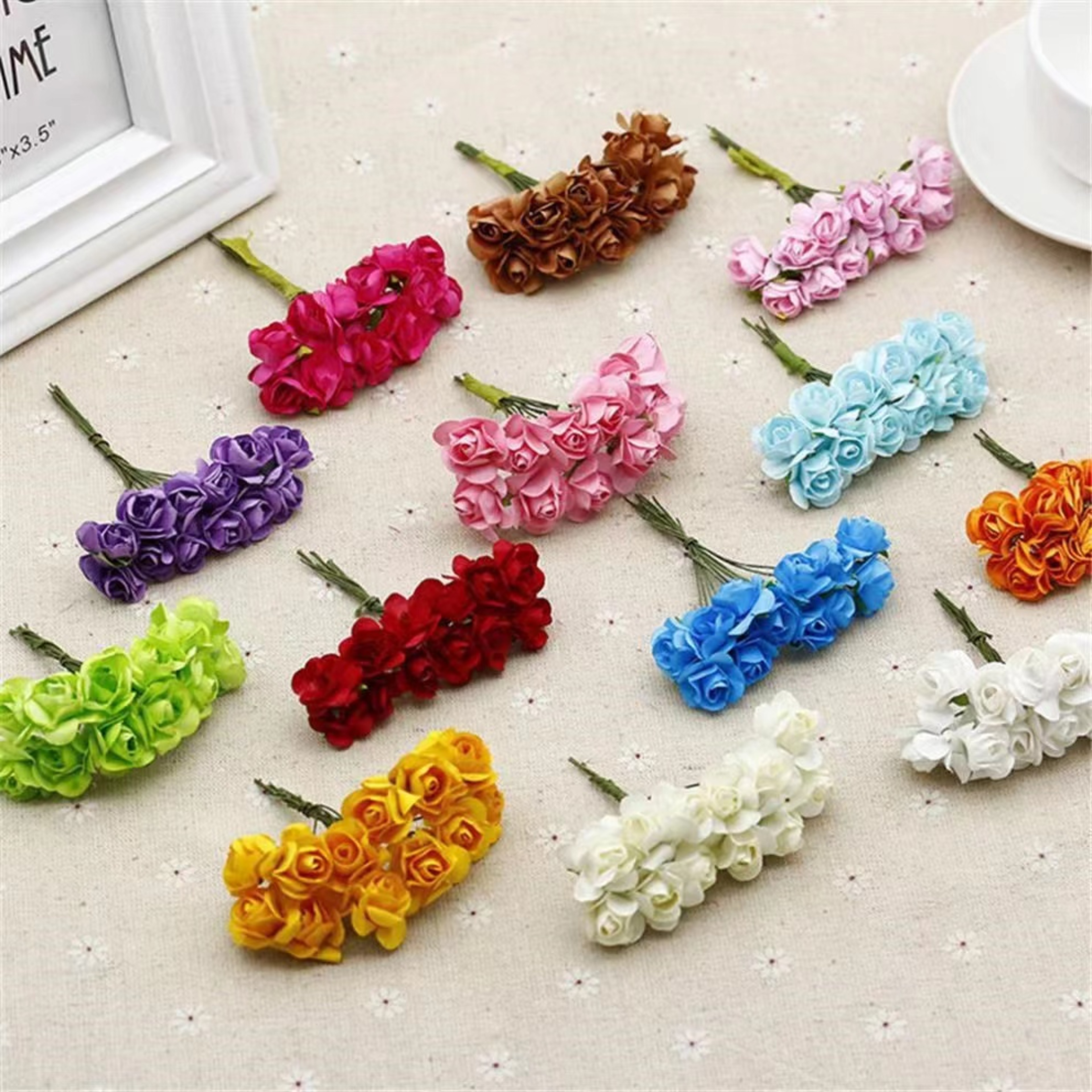 Artificial Mini Paper Rose Bouquet for Wedding Scrapbooking Party Decoration Cheap Artificial Rose Flowers – view 2