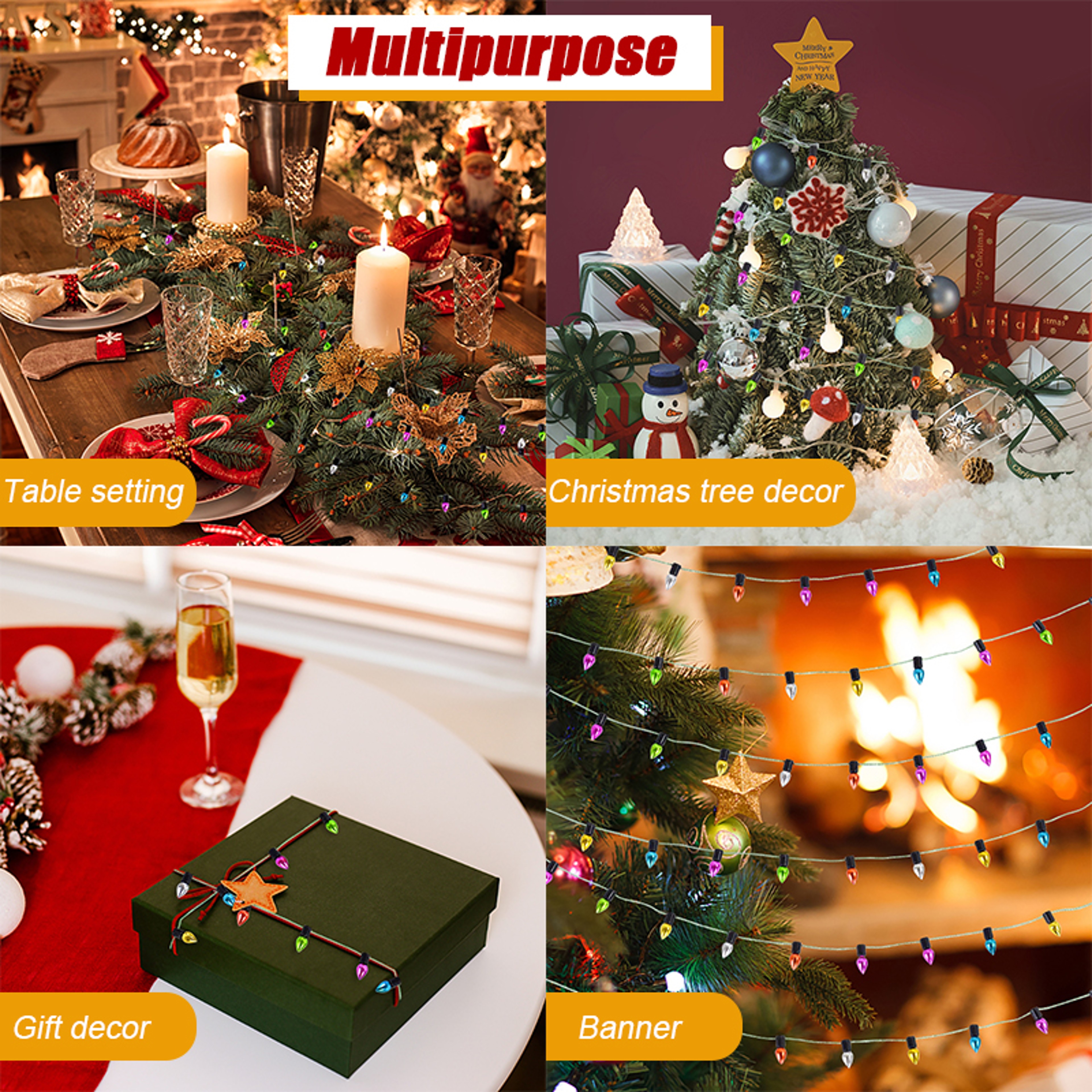 Colorful Bulbs String Garland for Xmas Tree Ornaments, Navidad Decorations, New Year Gift for DIY Dollhouse – view 4