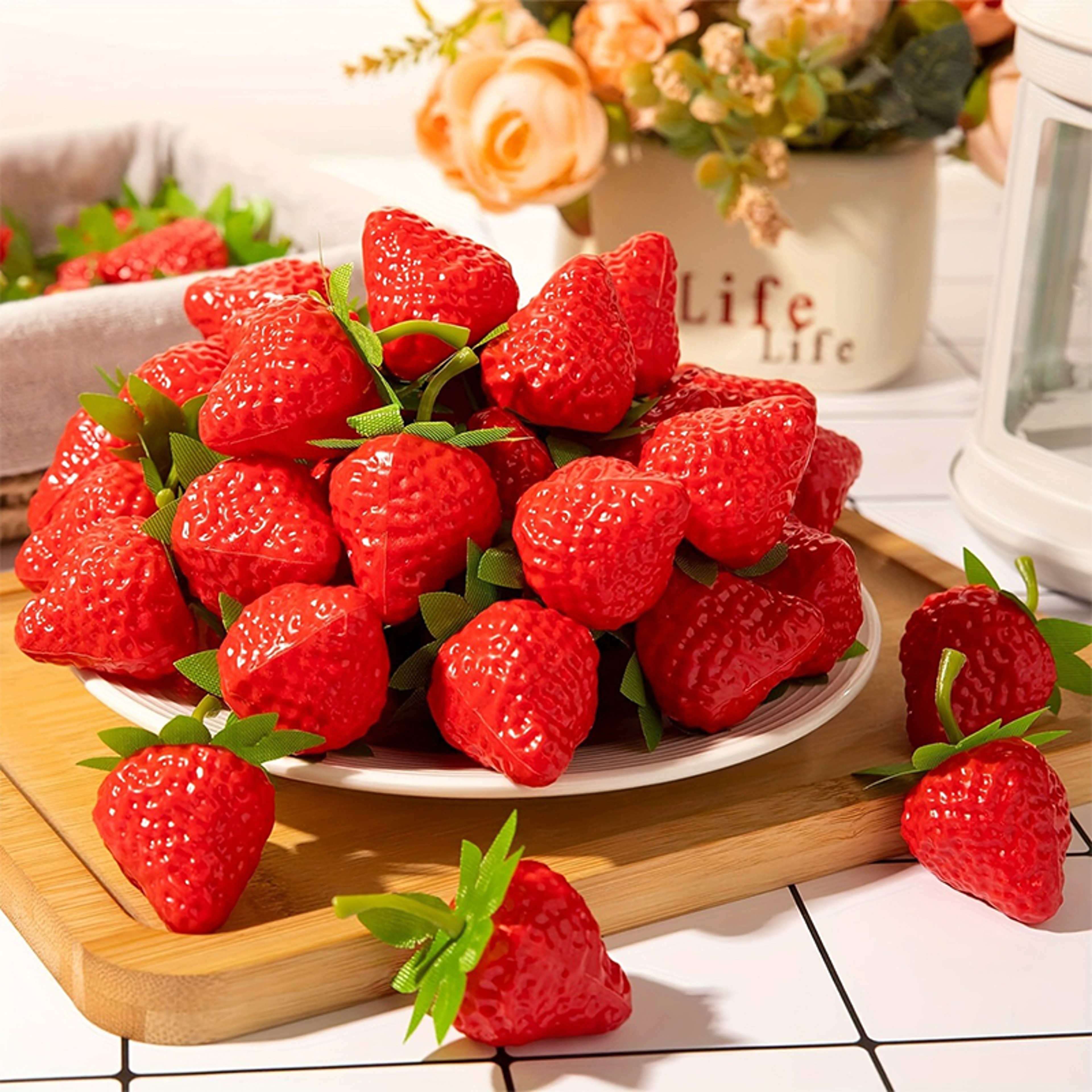 Artificial Strawberries Fake Fruit for Home Party Decor, Photography Prop, Holiday Decor for Halloween Day Celebration – view 3