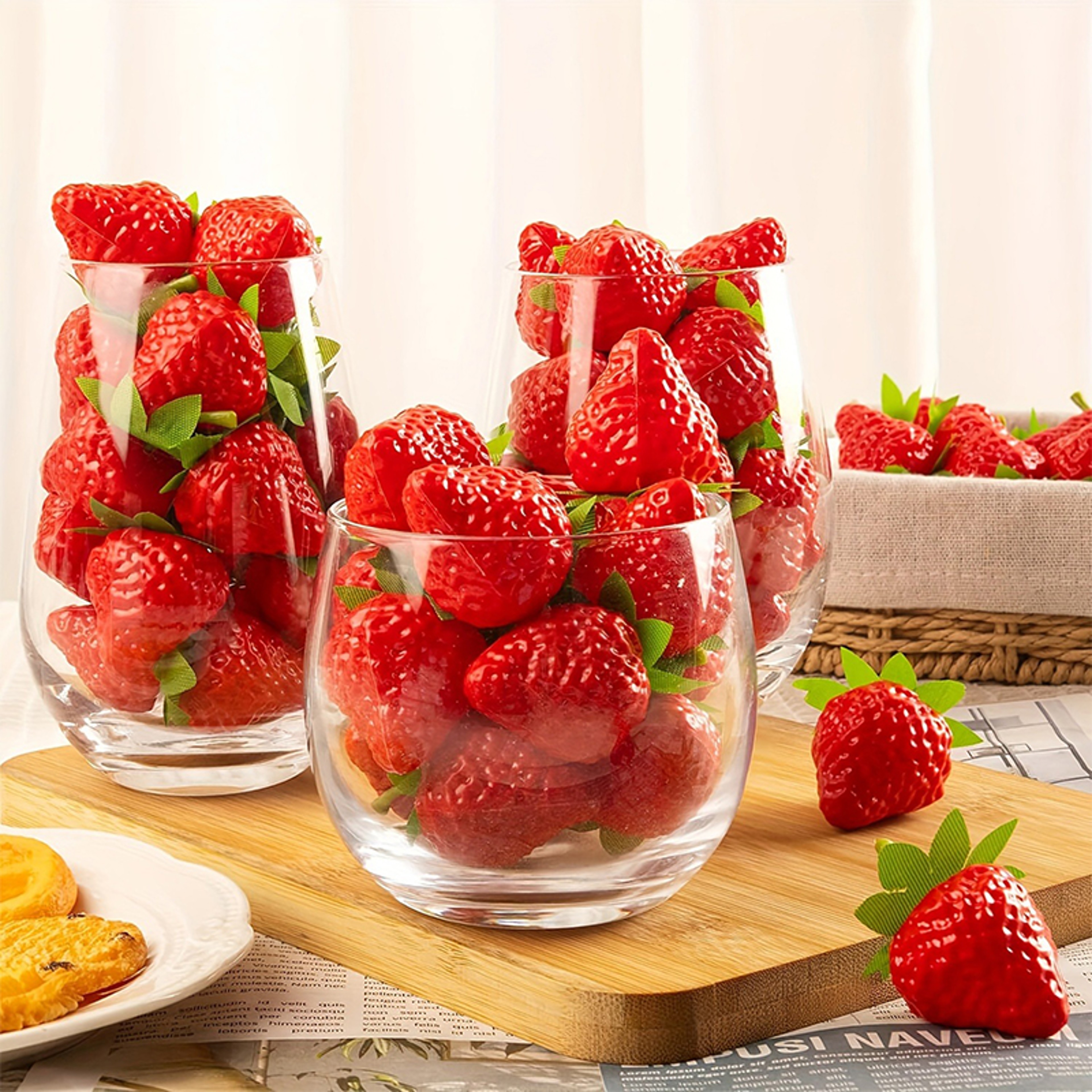 Artificial Strawberries Fake Fruit for Home Party Decor, Photography Prop, Holiday Decor for Halloween Day Celebration – view 4
