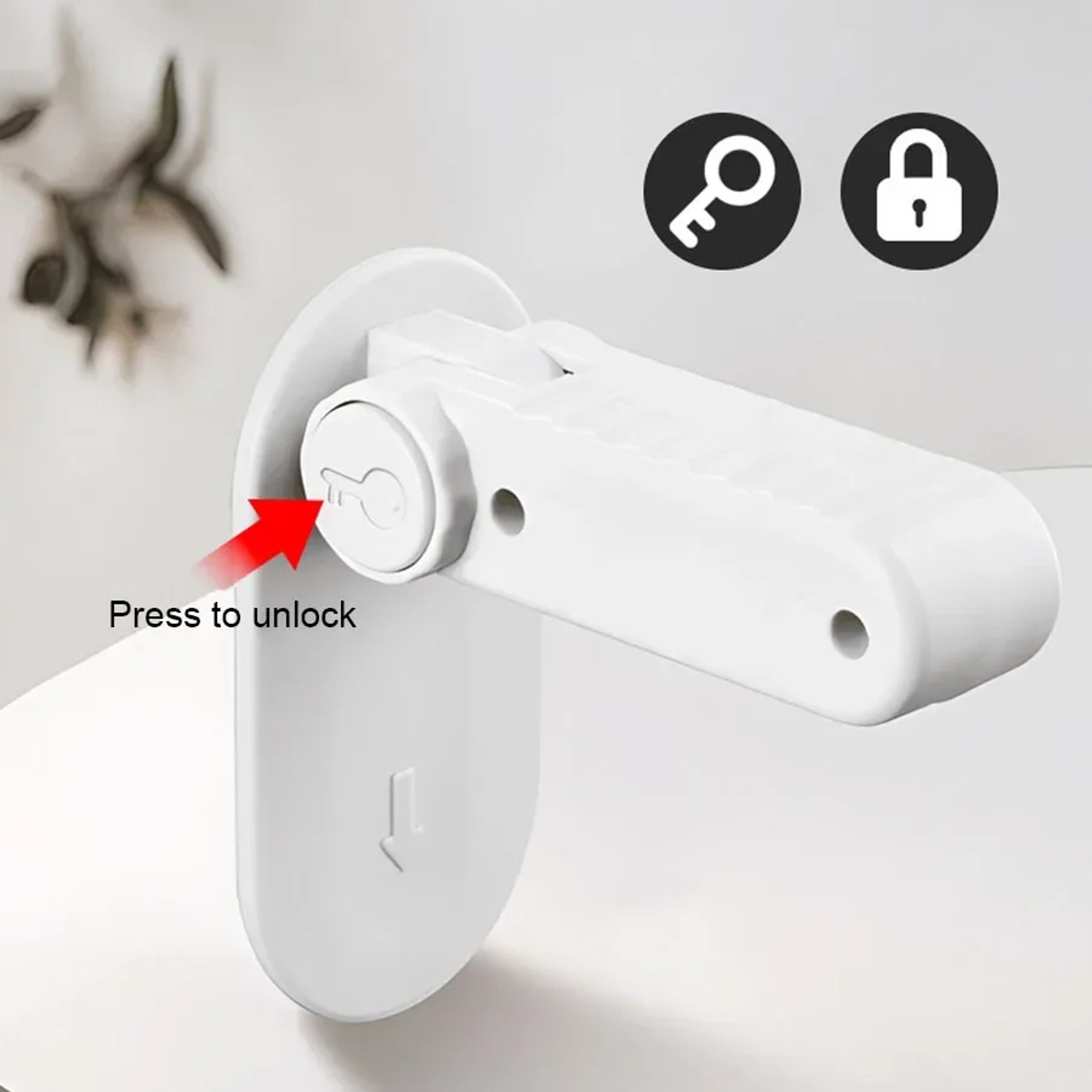 Door Lever Lock Universal Antiopen Safety Lock Punchfree Hidden Button Buckle Multifunction Baby Ha 2
