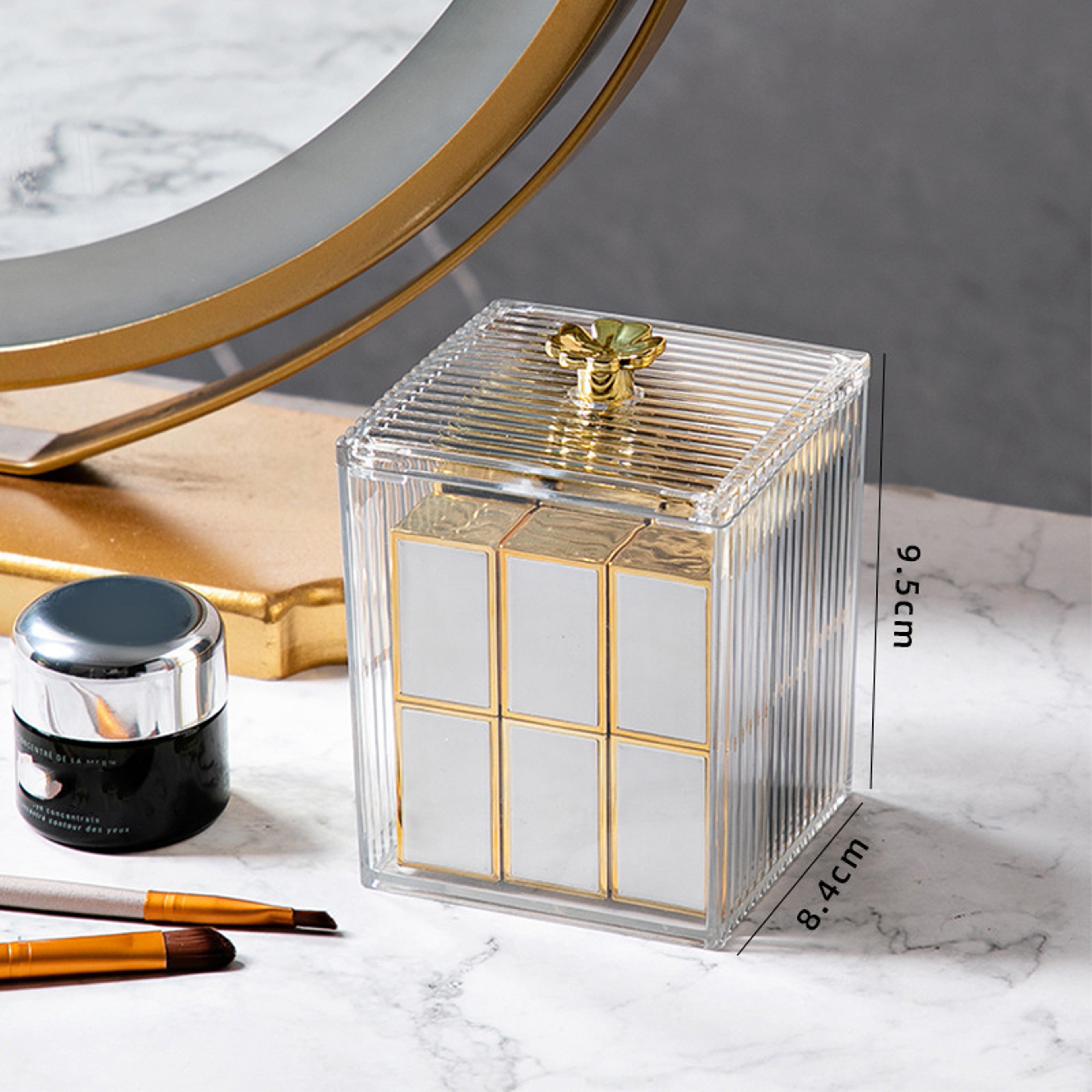 Transparent Acrylic Storage Box, Cotton Swab Container, Dust-Proof Makeup Removal Box – view 5