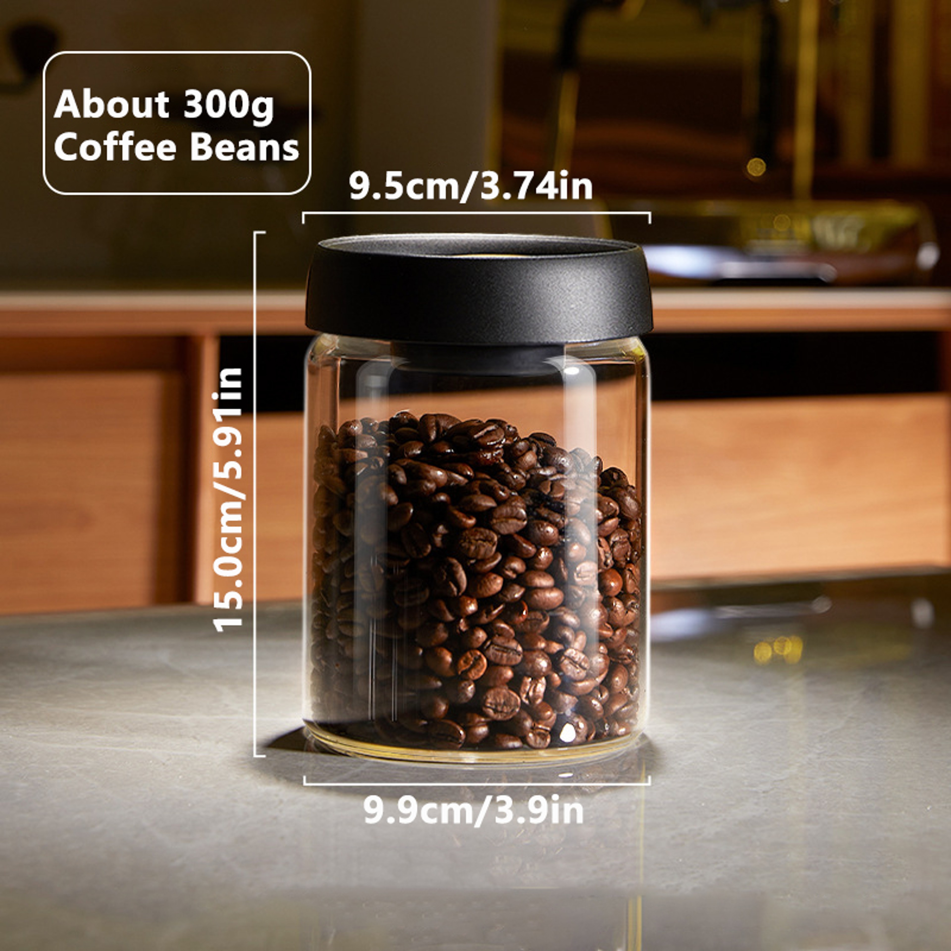 Coffee Beans Vacuum Sealed Tank, Transparent Glass Food Storage Jars, Moisture-proof Airtight Container – view 7