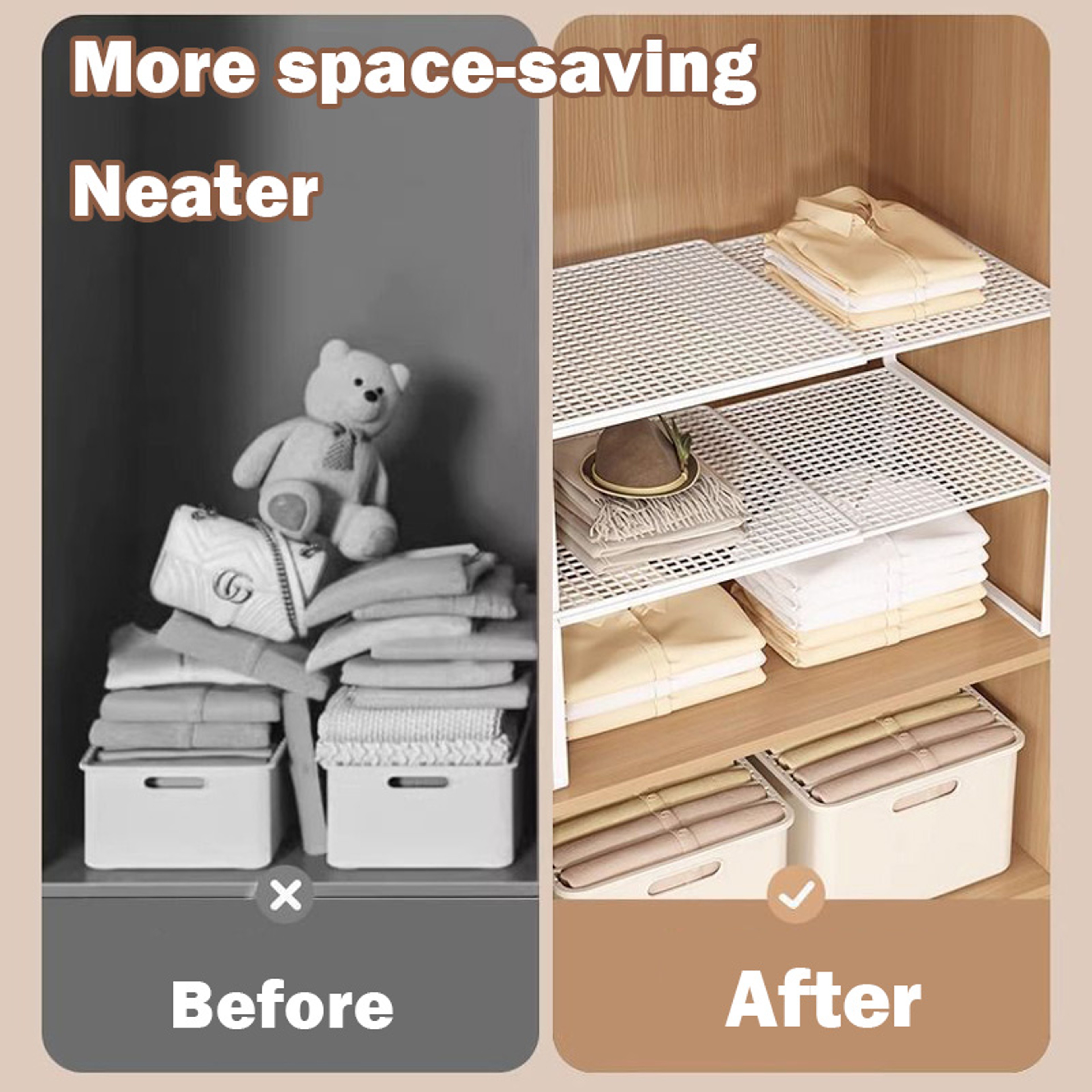 Stackable Shoe Cabinet Largecapacity Wardrobe Organizer Scalable Layered Partition Board Shelf 3