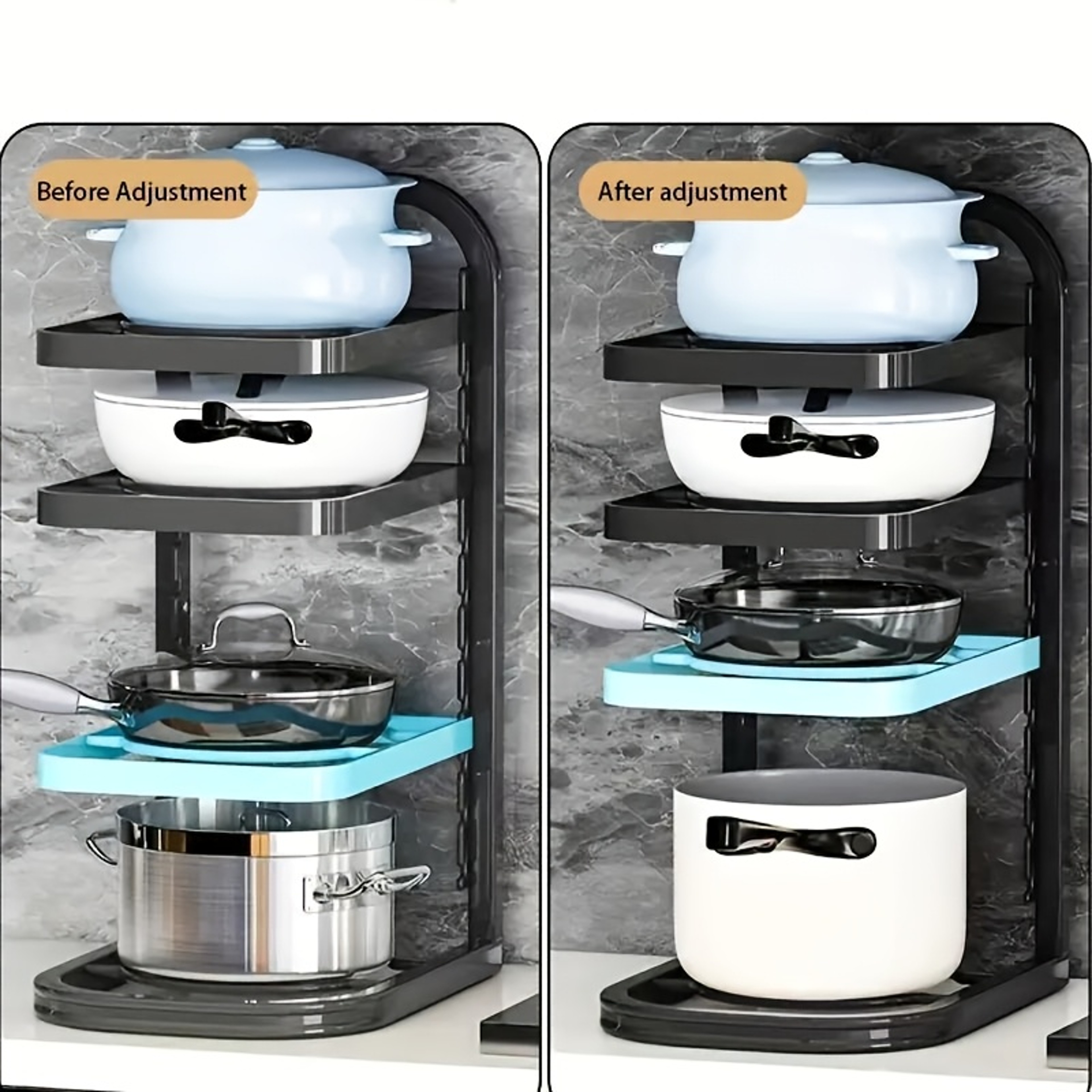 Adjustable Kitchen Storage Shelves Multi Layer Cabinets Pot Racks Sink Organizers Space Saving And  3