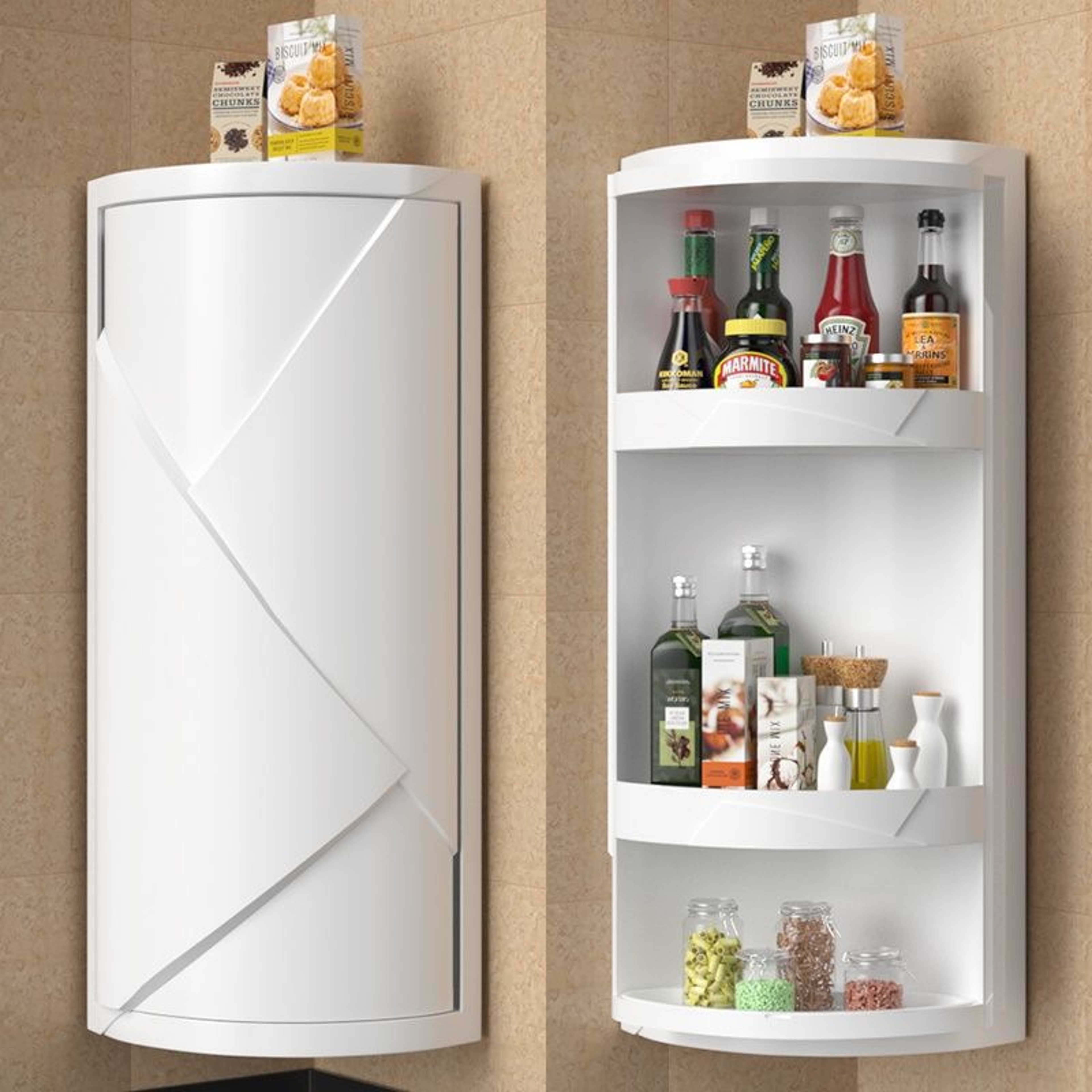 Kitchen Rotatable Layered Adjustable Shelf Spice Jars Holder Condiment Organizer Can Rotating Stora 0