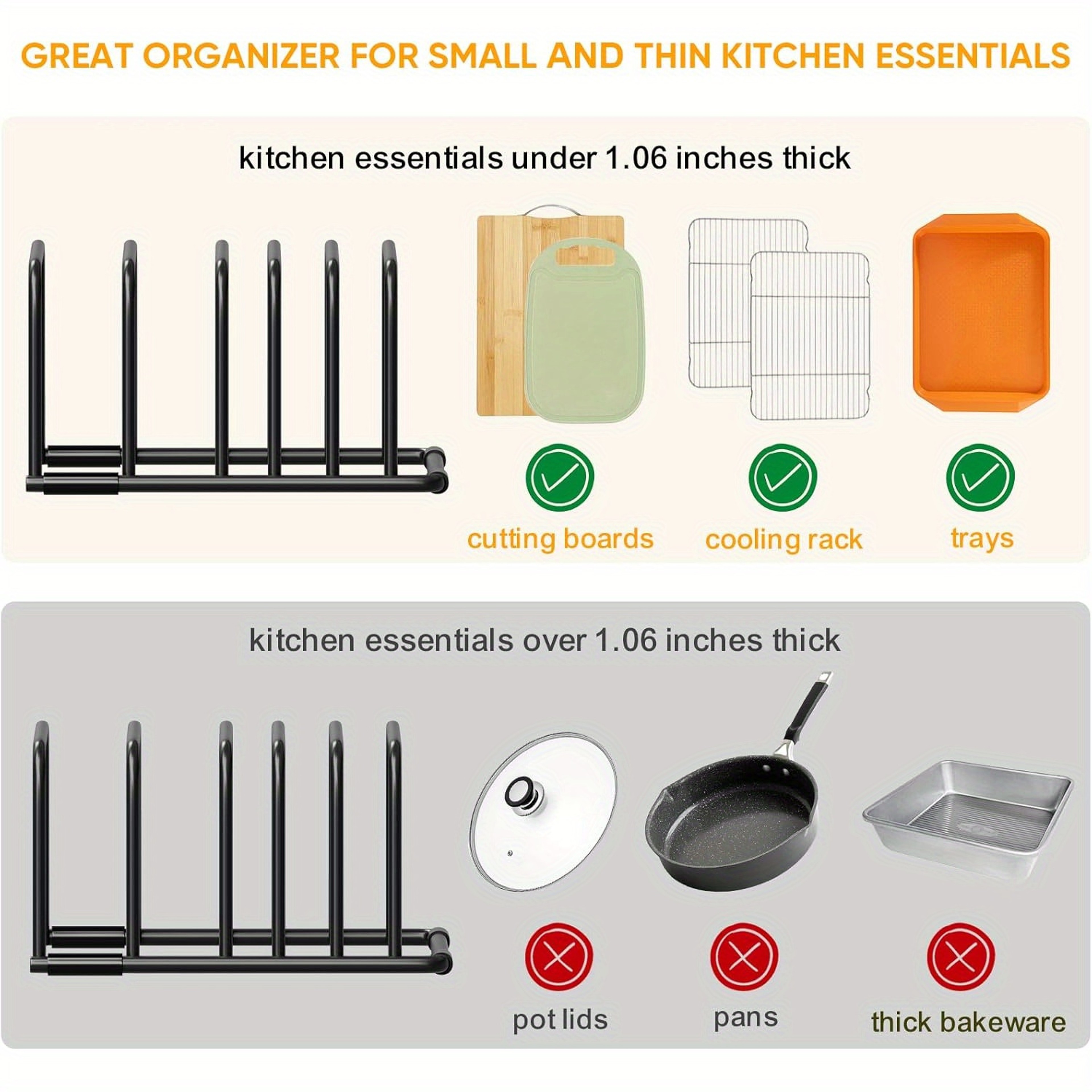 MultiFunctional Iron Kitchen Rack SpaceSaving Storage For Cutting Boards Baking Pans And Wire Mesh  2