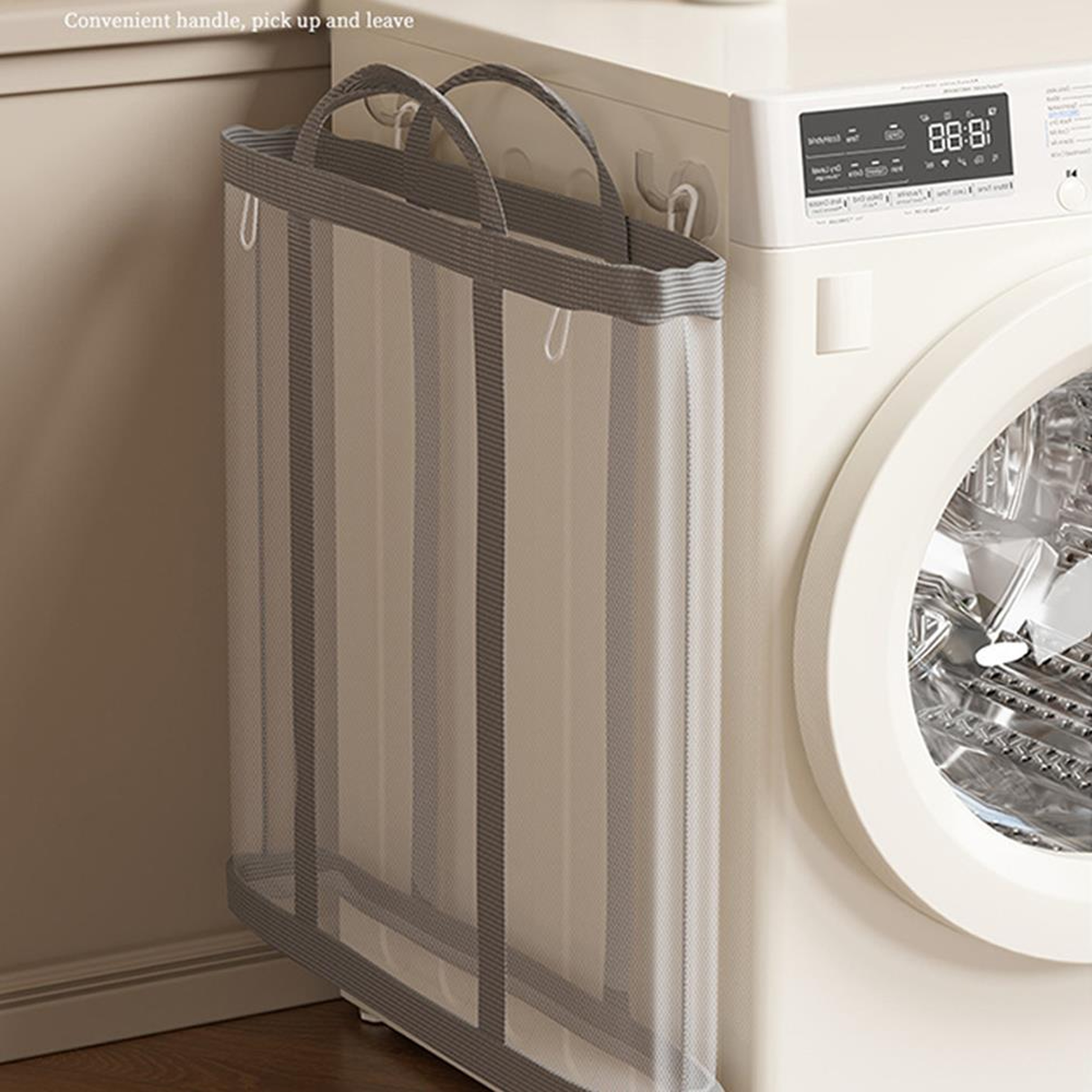 Folding Laundry Basket With Handle For Clothes Toys Storage And Bathroom Organization 0