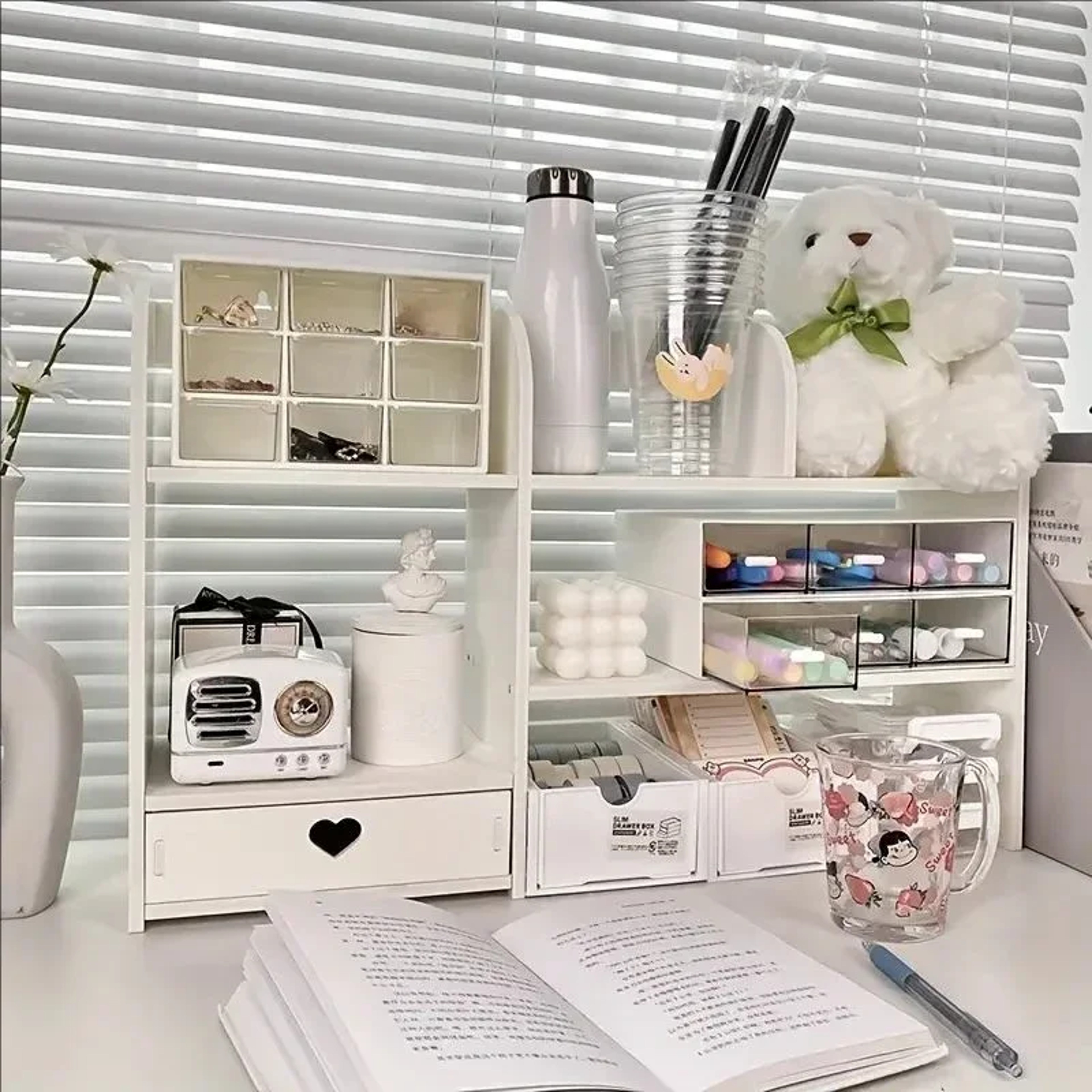 DoubleLayer Desktop Organizer Rack Office Desk Storage Stationery Shelf Cosmetic Organizer 1