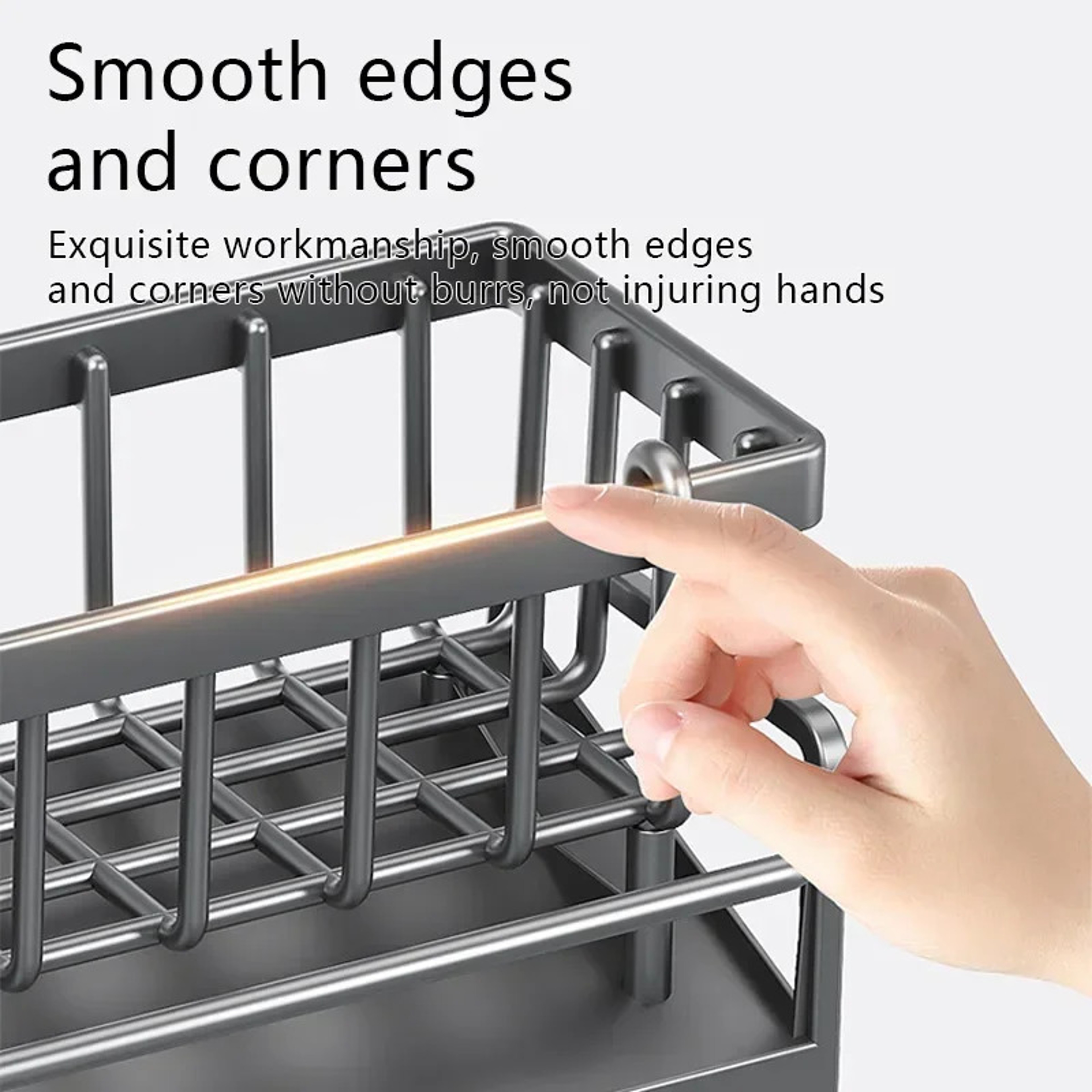 Kitchen Sponge Rack, Drain Water Place Dish Soap Organizer, Large Capacity Multi-Functional Countertop Storage – view 3