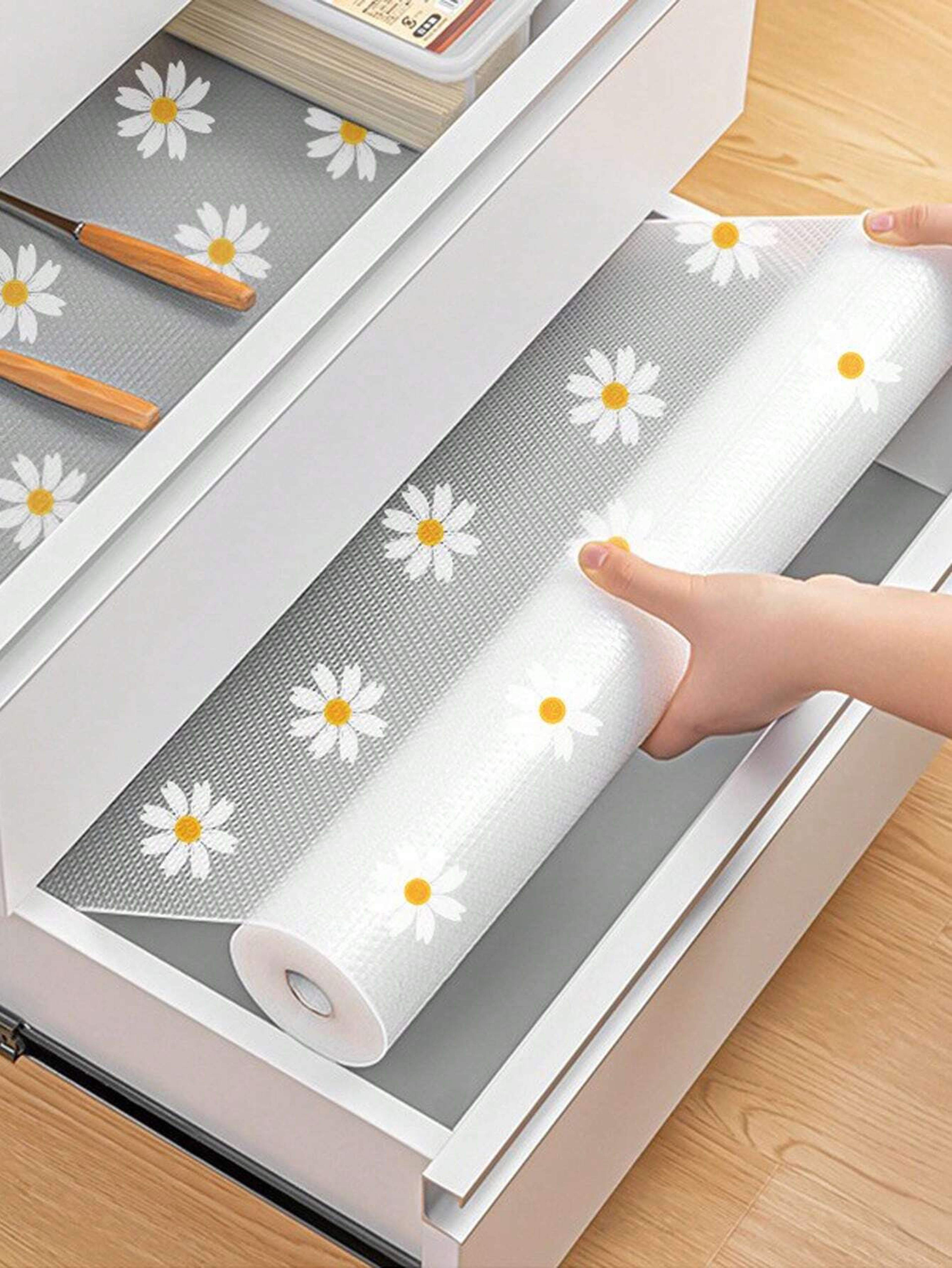 Roll Shelf Liner for Kitchen Cabinets, EVA Waterproof Fridge Pad, Non-Adhesive Drawer Liner for Easy Cabinet Mats – view 1
