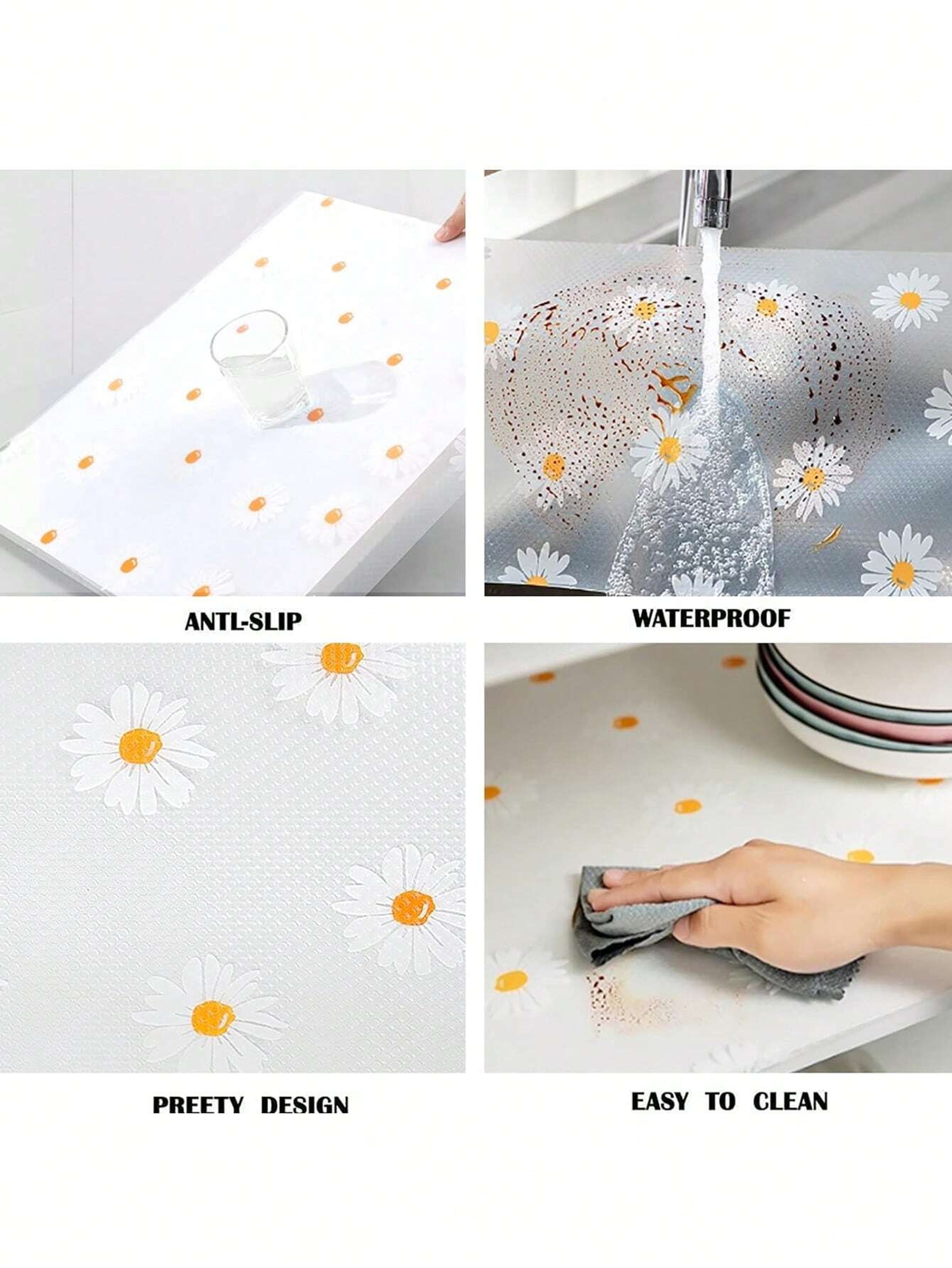 Roll Shelf Liner for Kitchen Cabinets, EVA Waterproof Fridge Pad, Non-Adhesive Drawer Liner for Easy Cabinet Mats – view 5