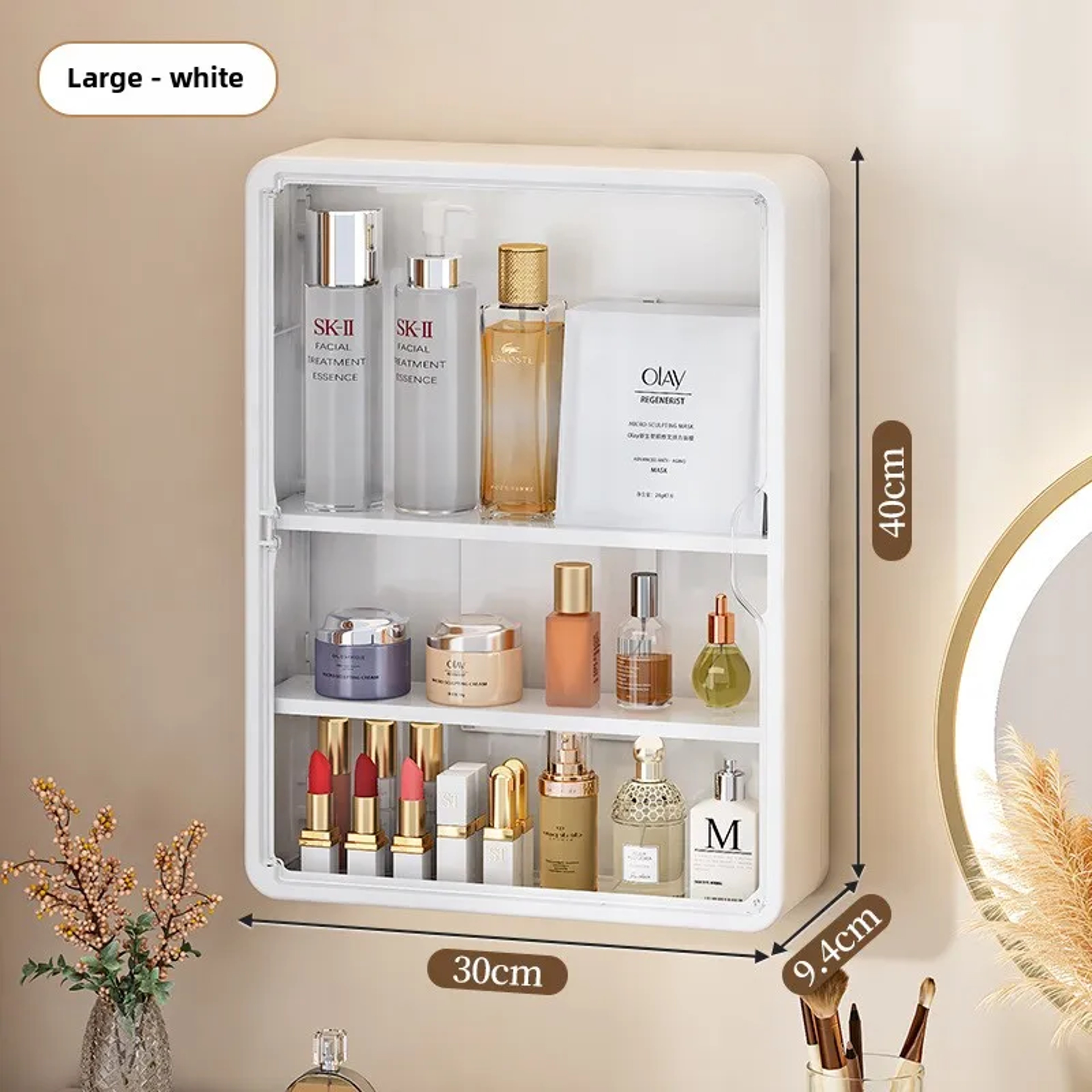 Multi-Layer Bathroom Organizer, No Drill Transparent Cosmetic Display Cabinet with Removable Shelves – view 11