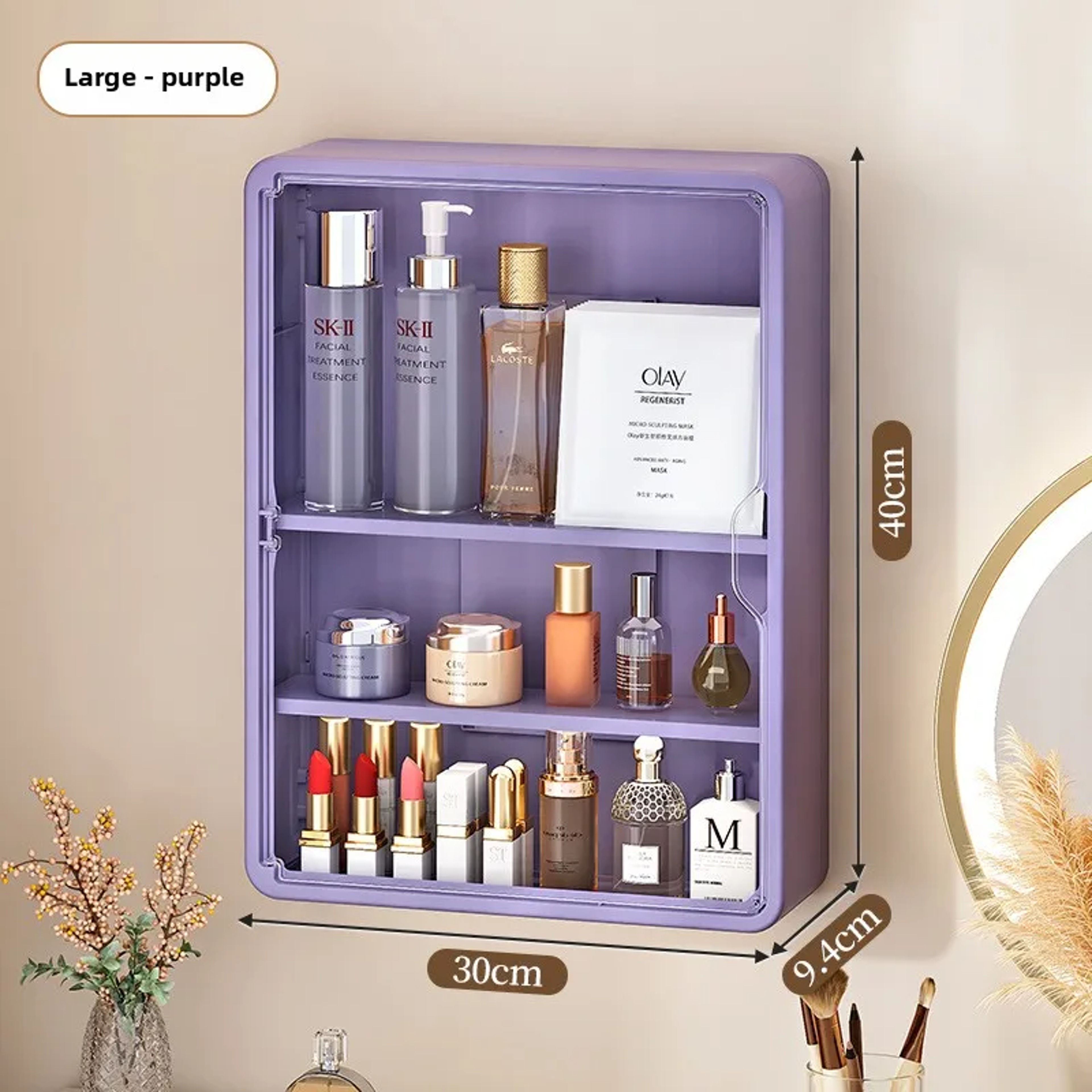 Multi-Layer Bathroom Organizer, No Drill Transparent Cosmetic Display Cabinet with Removable Shelves – view 12