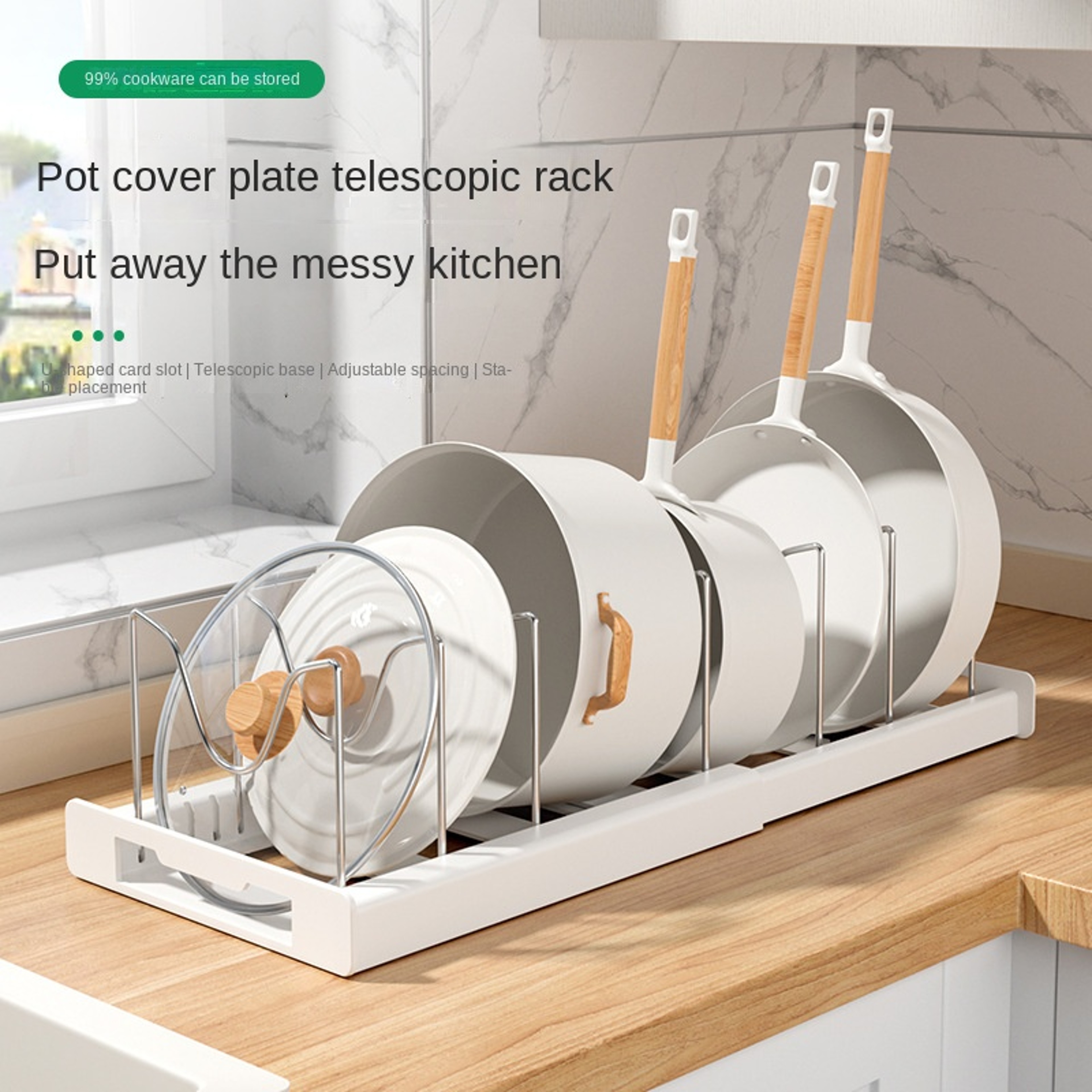 Kitchen Utensil Artifact Foldable Pot Storage Rack Kitchen Pot Lid Storage Rack Compact Organizer F 4