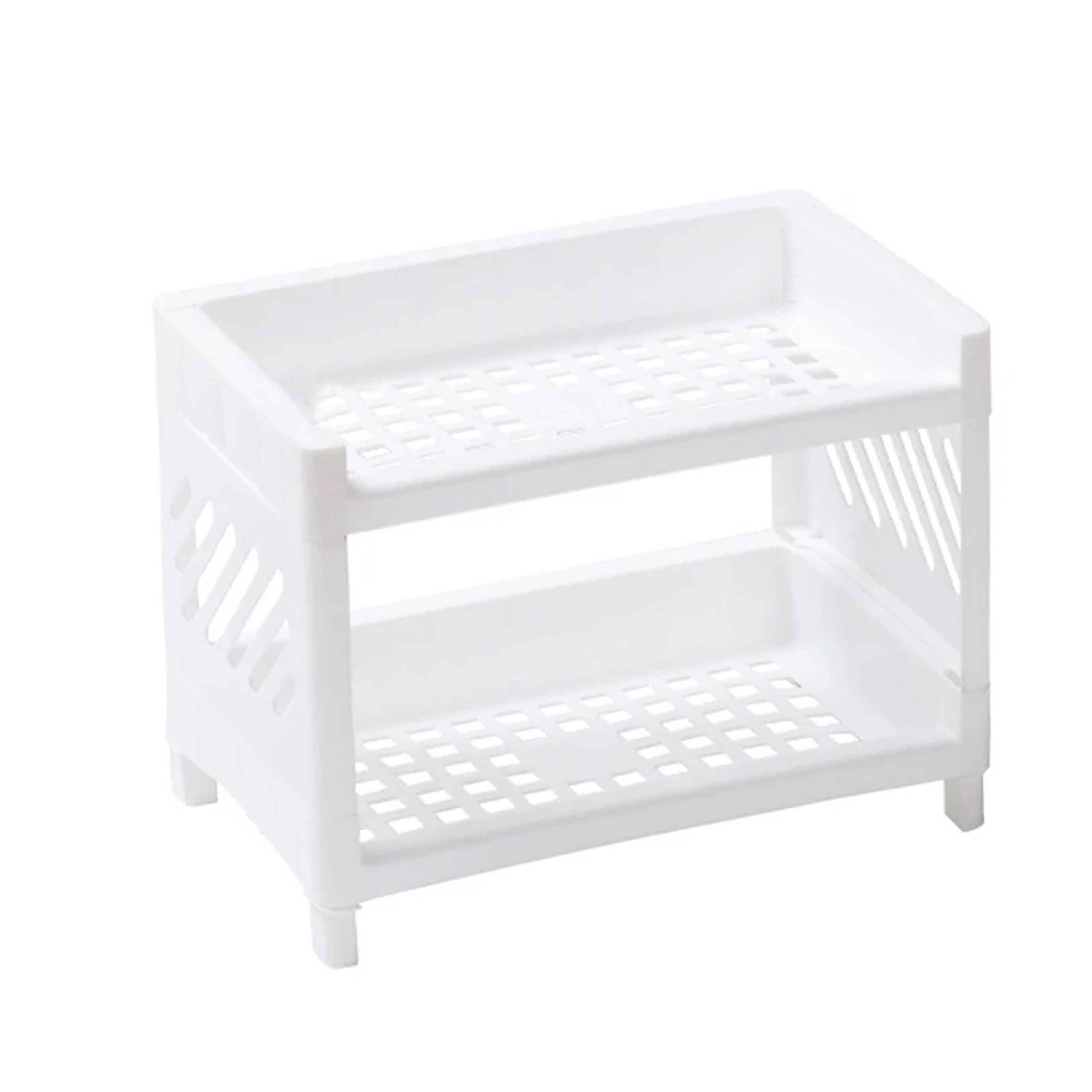 Minimalist Desktop Double Layer Storage Rack Household Bathroom Plastic Organizer Pure White Multif 5
