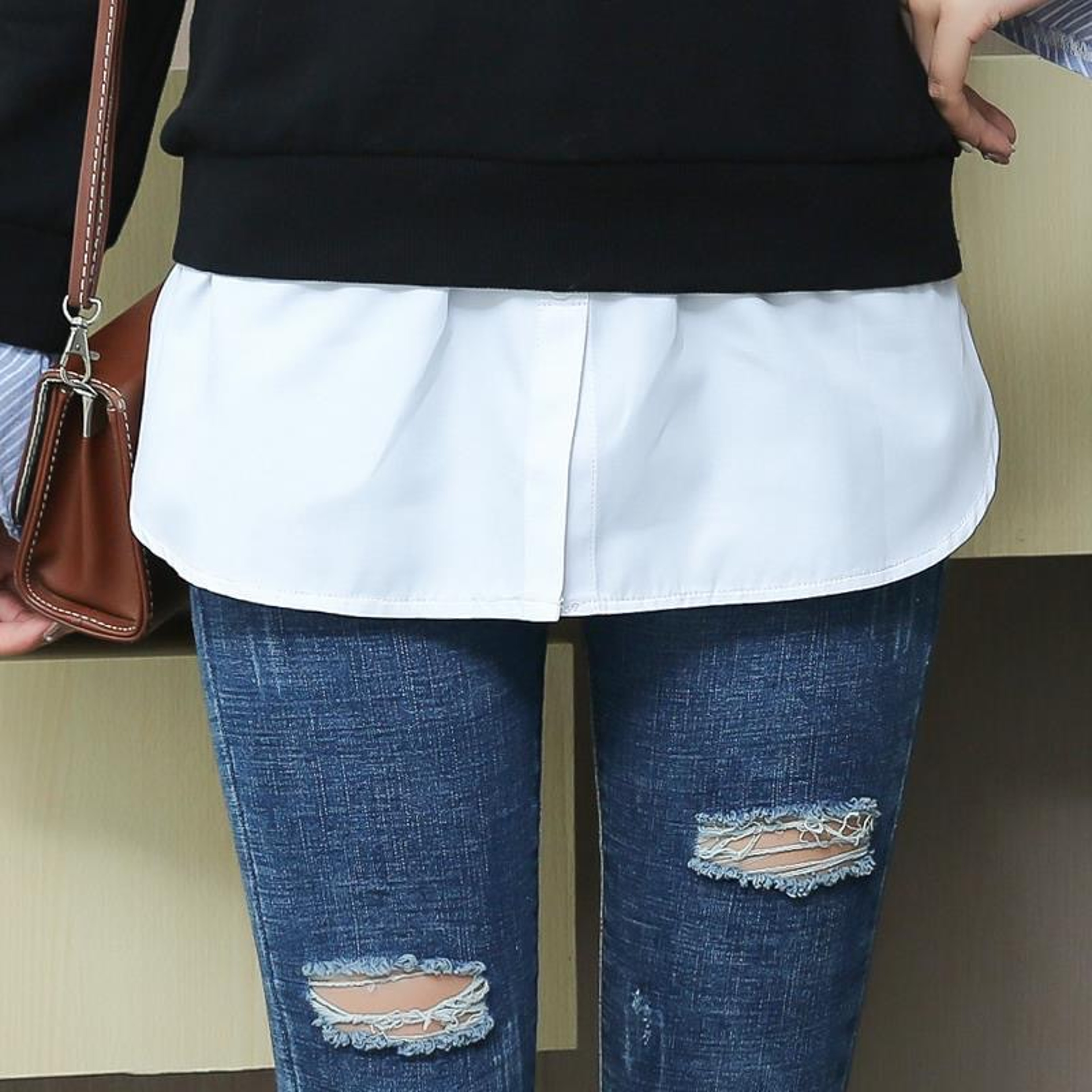 Women Blouse Extender, Adjustable Layering Faux Top, Mini Skirt False Hemline, Split Underskirt – view 3