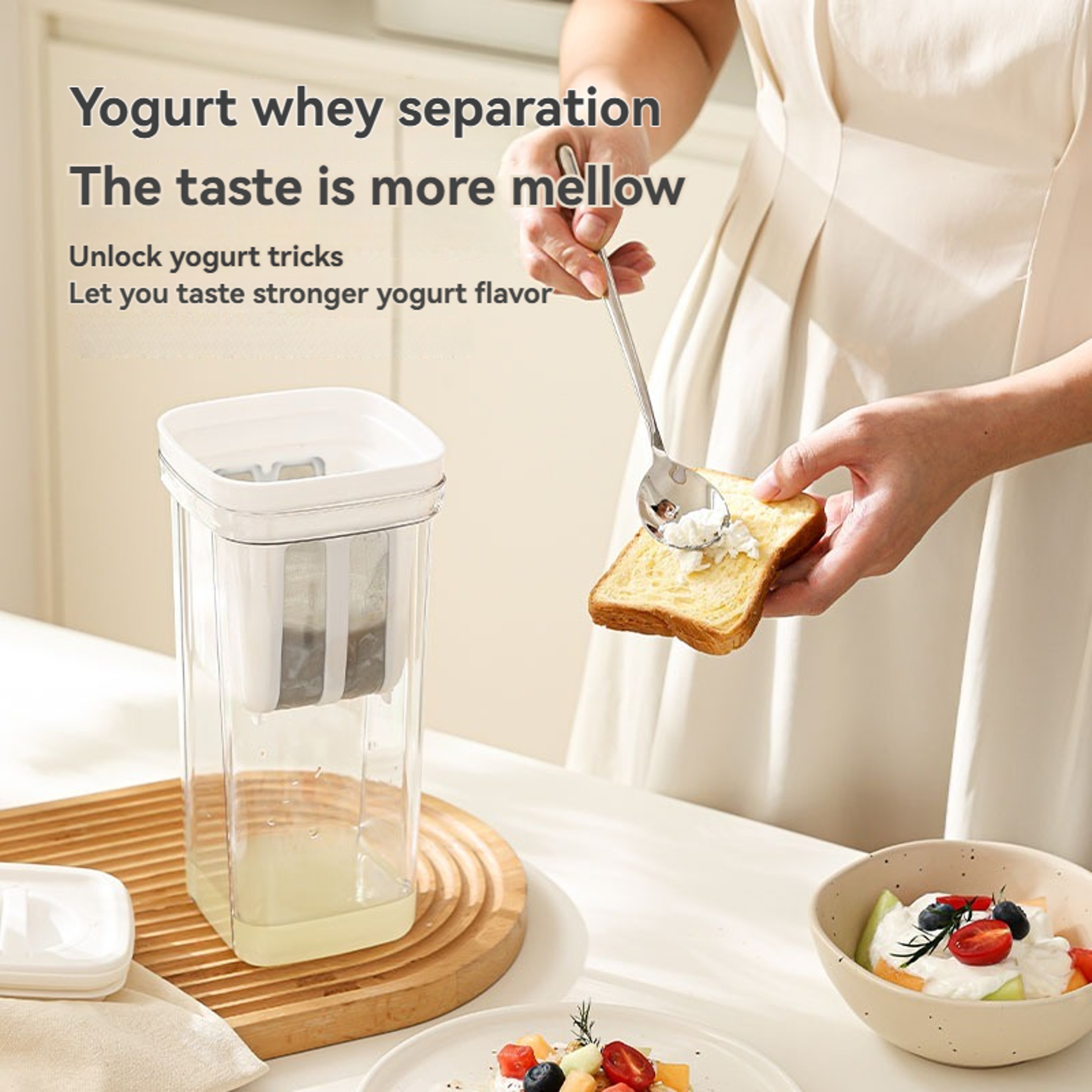 Yogurt Strainer Whey Separator Multifunctional Kitchen Sieve Tool Whole Grain Jar With Detachable S 4