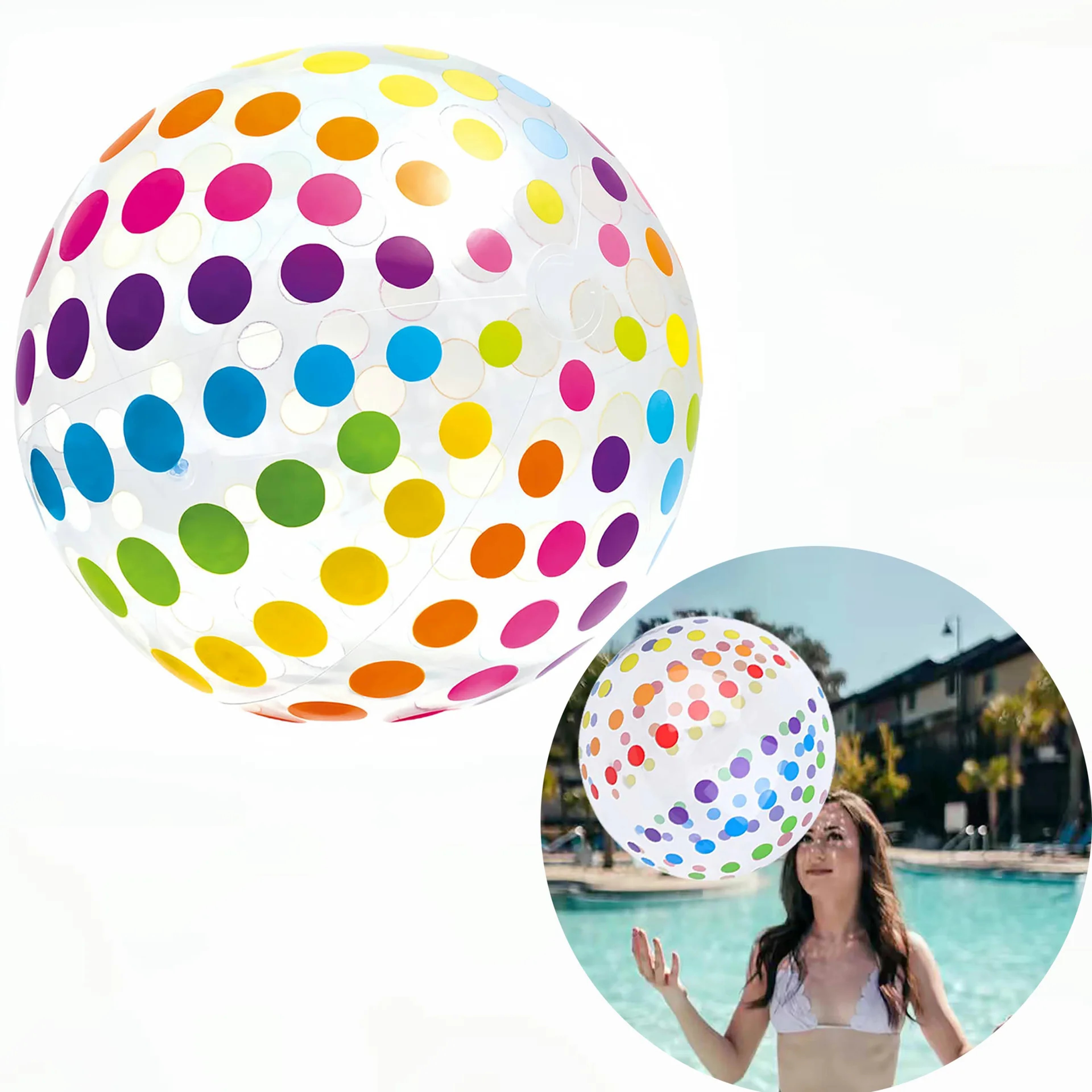 Inflatable Beach Ball Colored Striped Transparent Ball Pool Party Games 3
