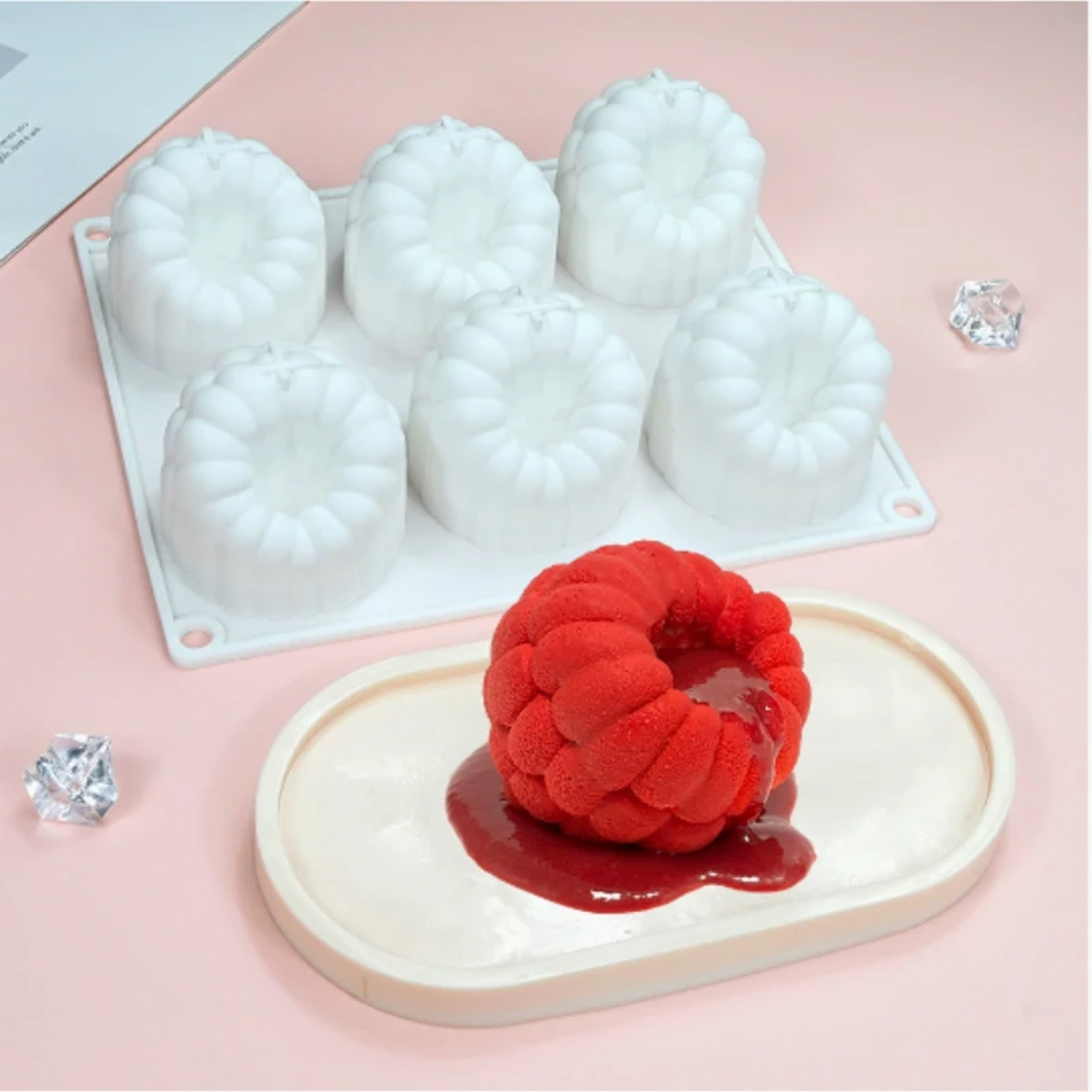 6 Hole Raspberry Mousse Mold DIY Flower Shape Silicone Molds Cake Decorating Tools For French Desse 1