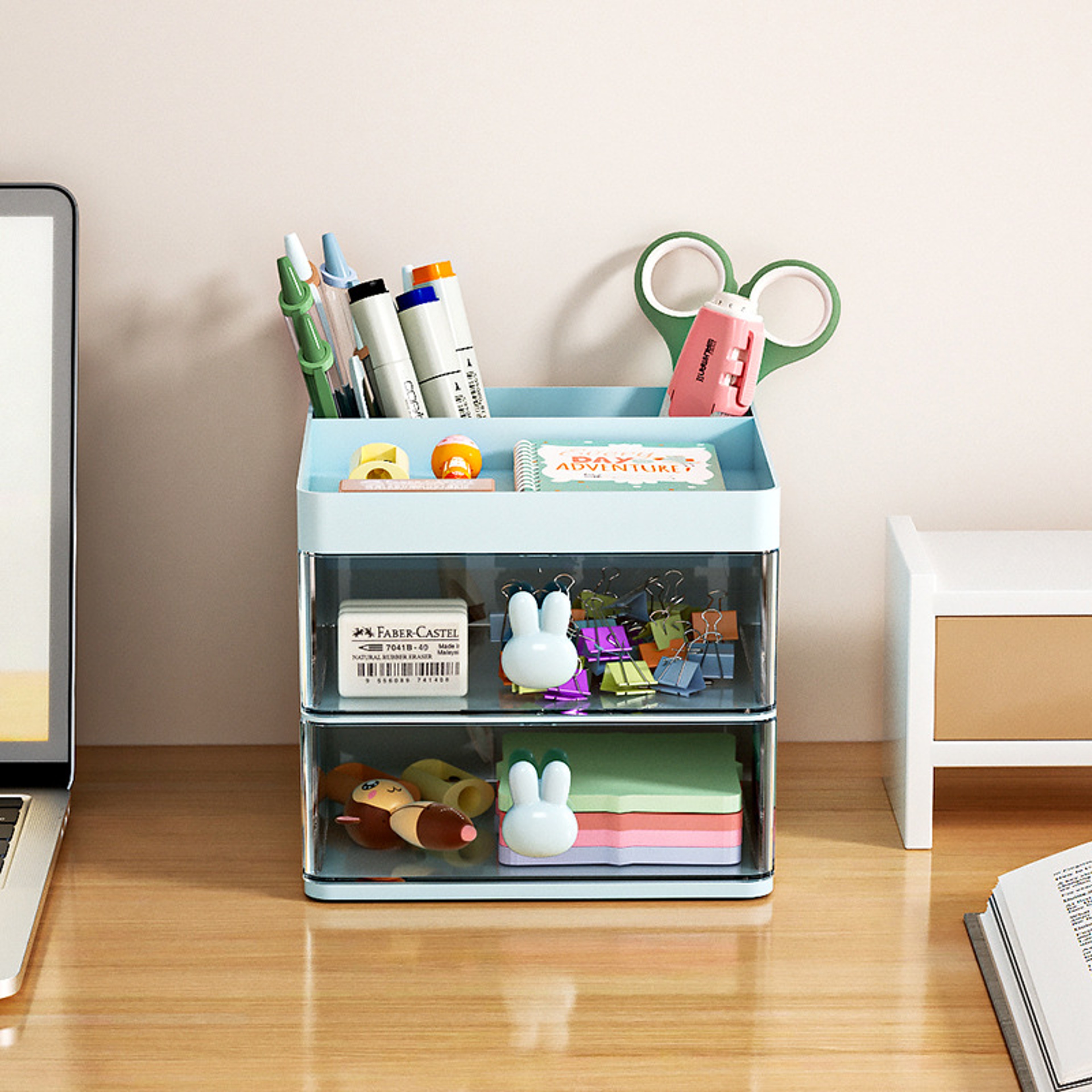 Cartoon Creative Pen Holder, Transparent Drawer Rabbit Storage Box, Children's Girls Student Office Desktop Organizer – view 5