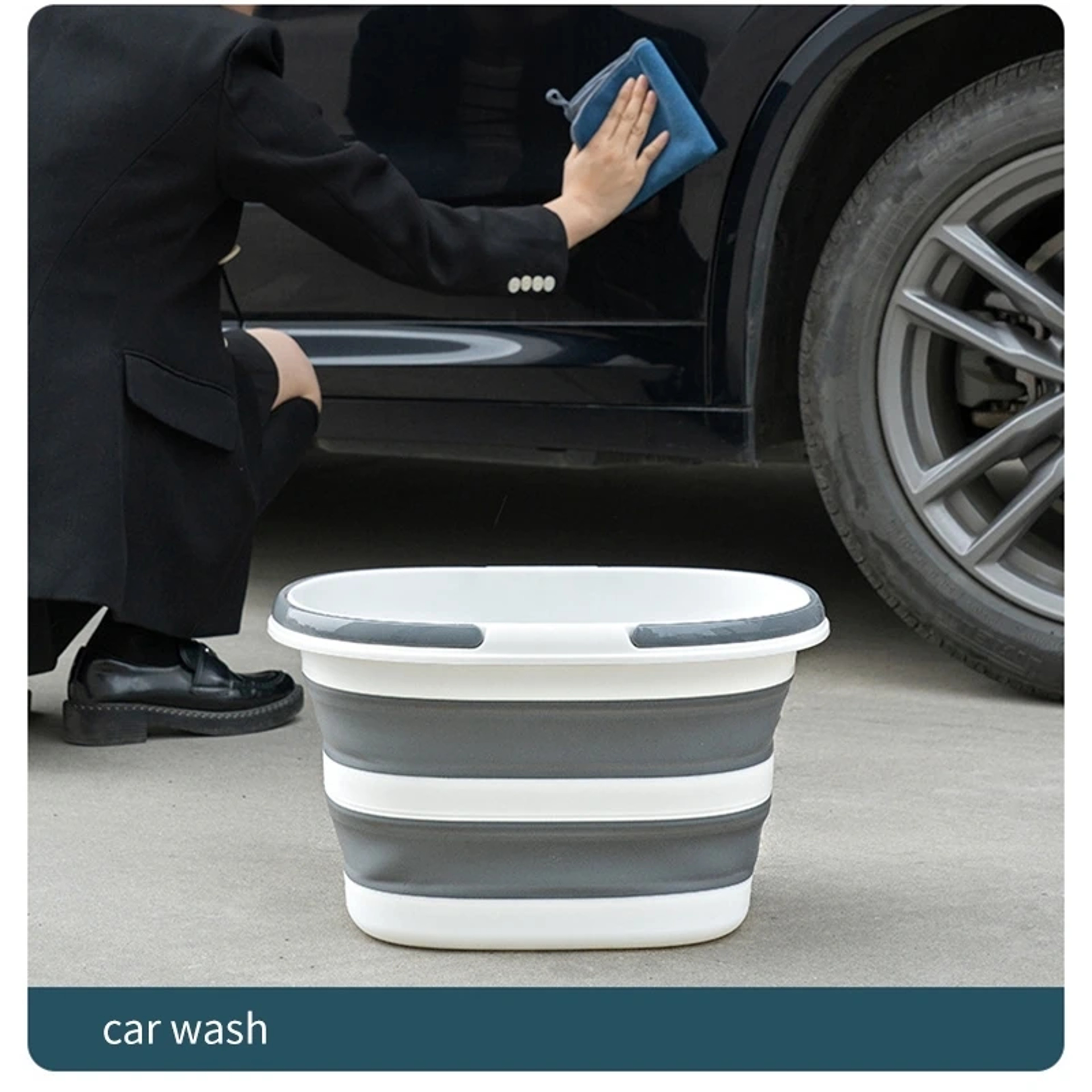 Home Foldable Laundry Bucket Multipurpose Dirty Clothes Basket Portable Storage Mop Bucket Square D