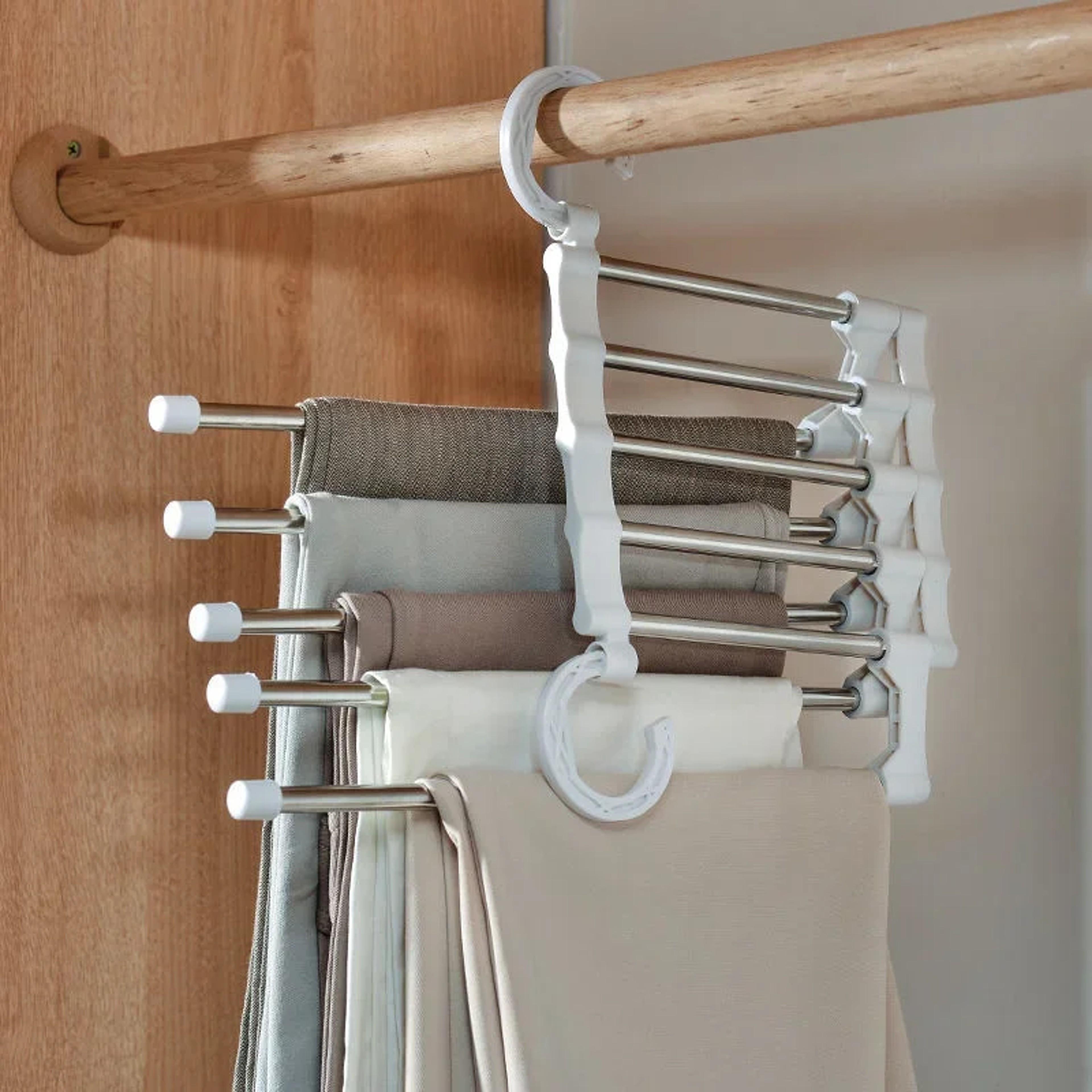 Telescopic Folding Pants Rack Multilayer Pants Hanger Household Magic Pants Clip For Wardrobe Stora 0