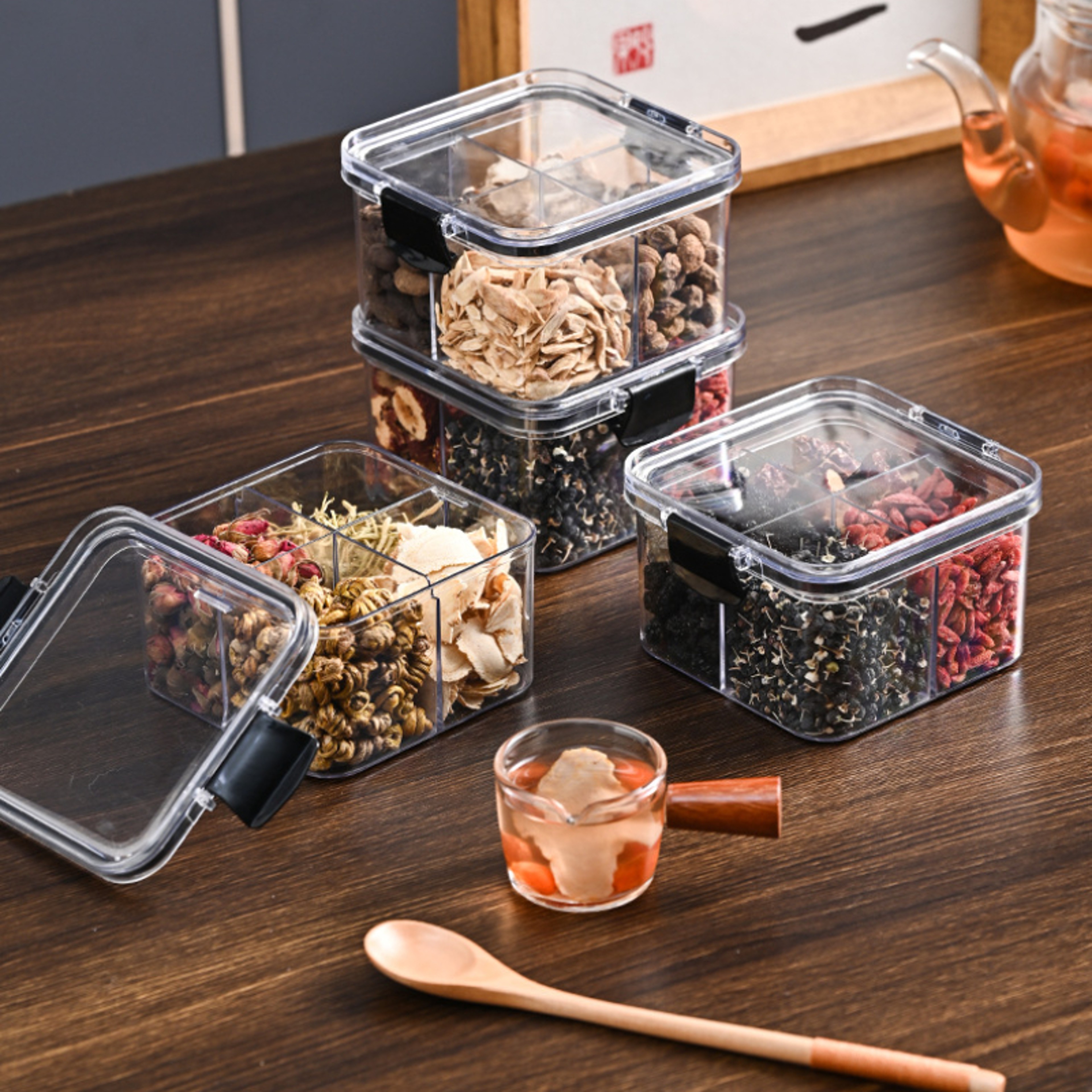 Kitchen Multigrain Snack Sealed Storage Box Moisture Proof Plastic Dried Fruit Jar Container Drawer 2