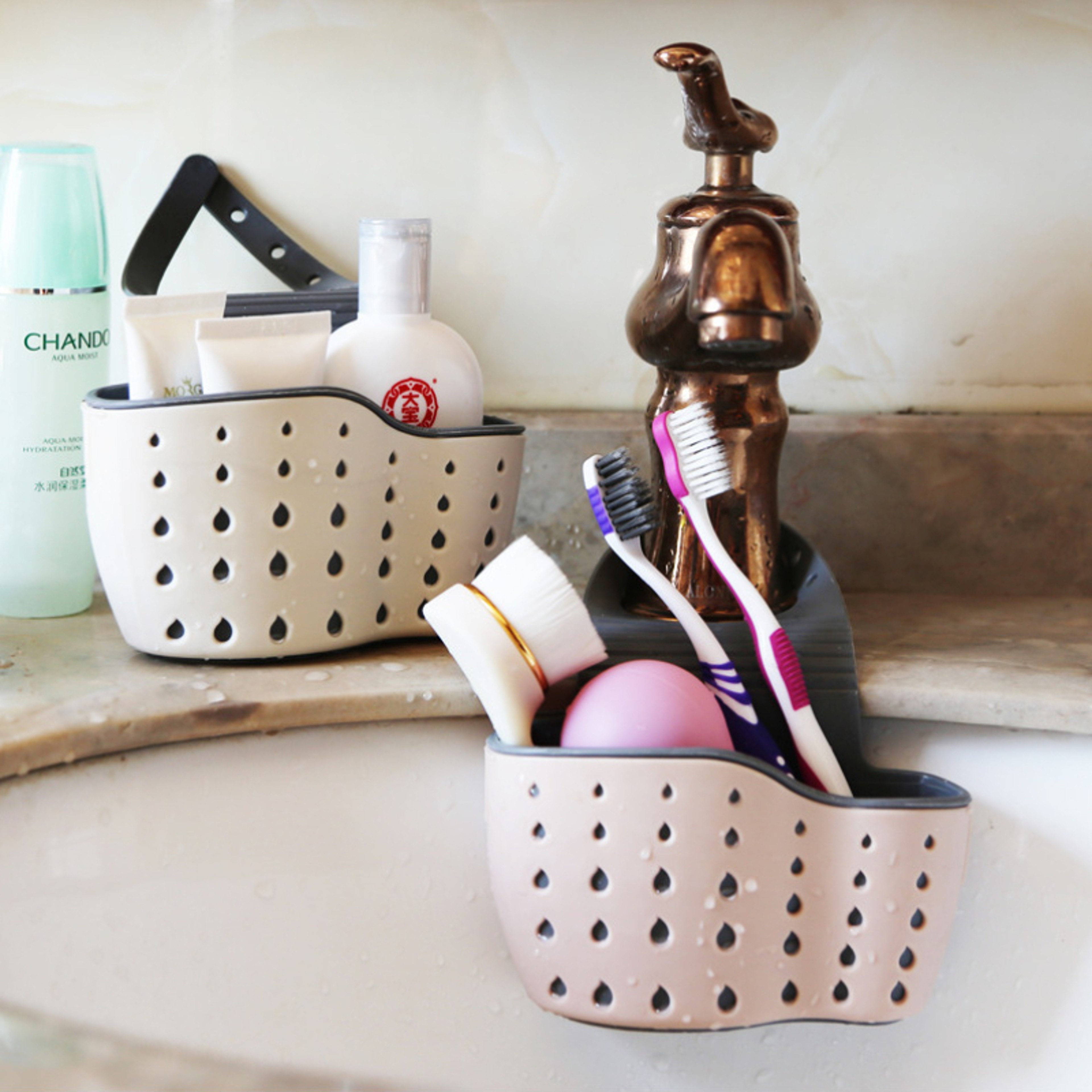 Home Storage Drain Basket Adjustable Kitchen Sink Holder Hanging Drain Basket Soap Sponge Shelf Acc 4
