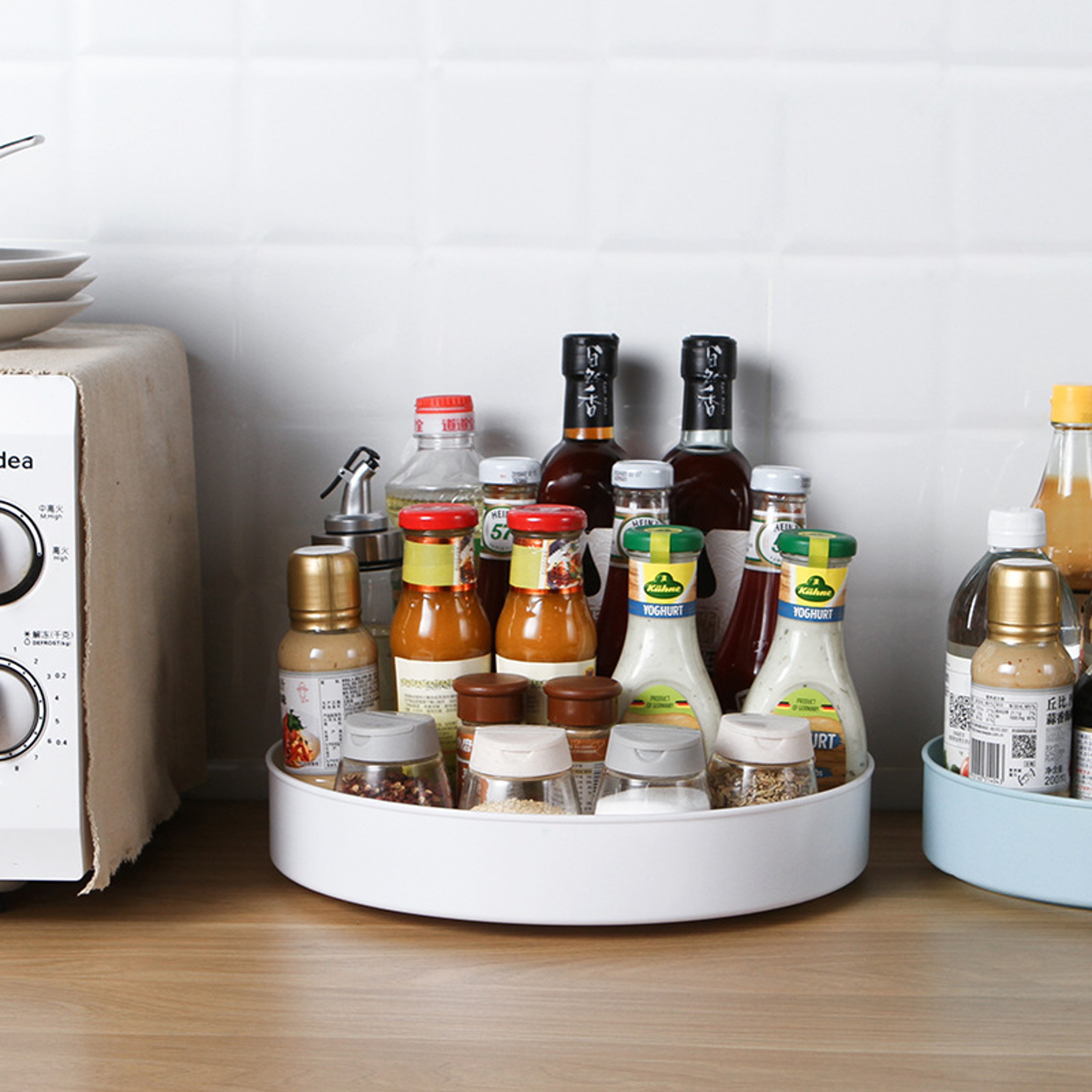 Rotating Cabinet Organizer Kitchen Bathroom Cosmetic Turntable Storage Tray Non Slip Spice Round Ra 2