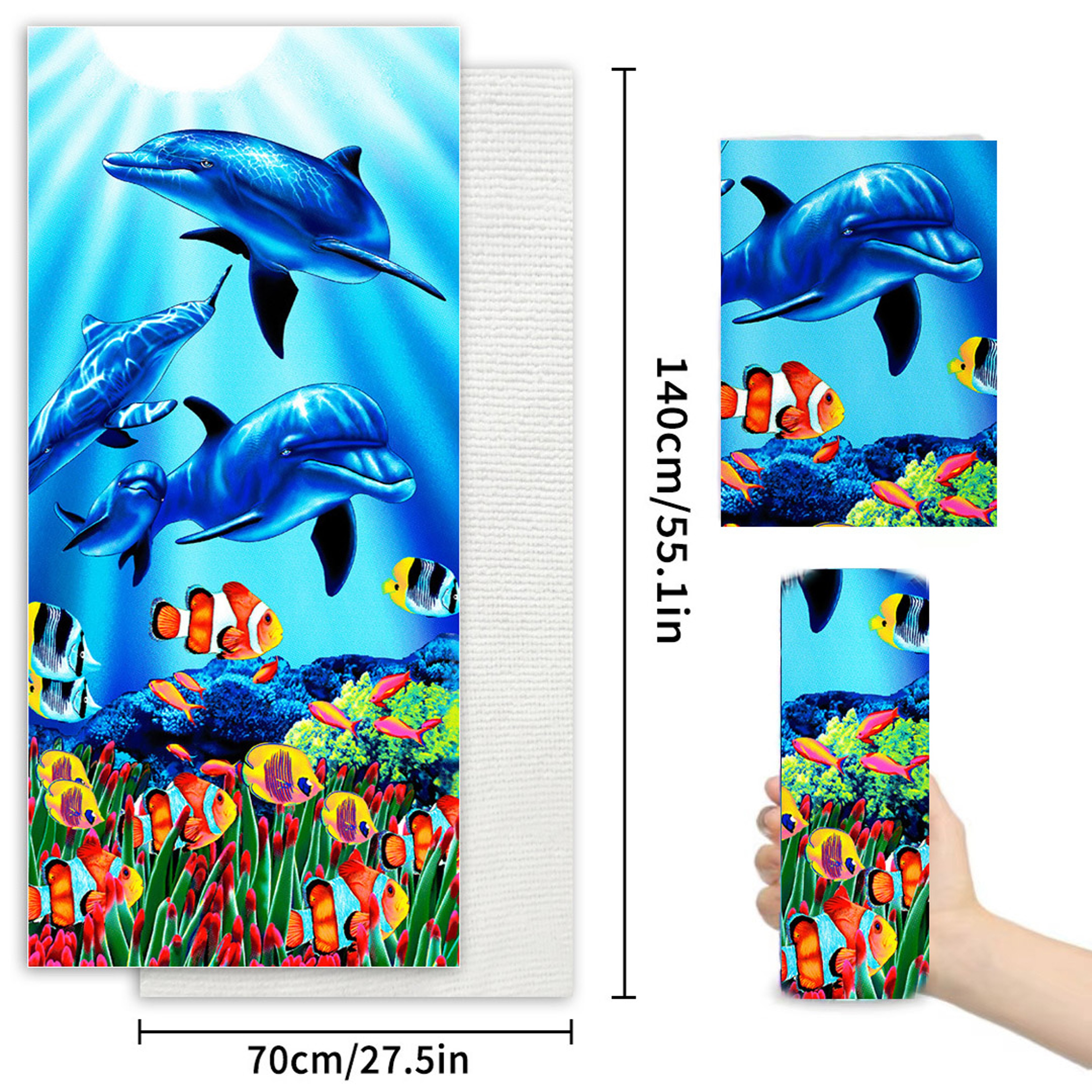 Microfiber Beach Towel Quick-Drying Absorbent Bath Towel, Blue Turtle Pattern for Travel and Swimming Pool – view 8
