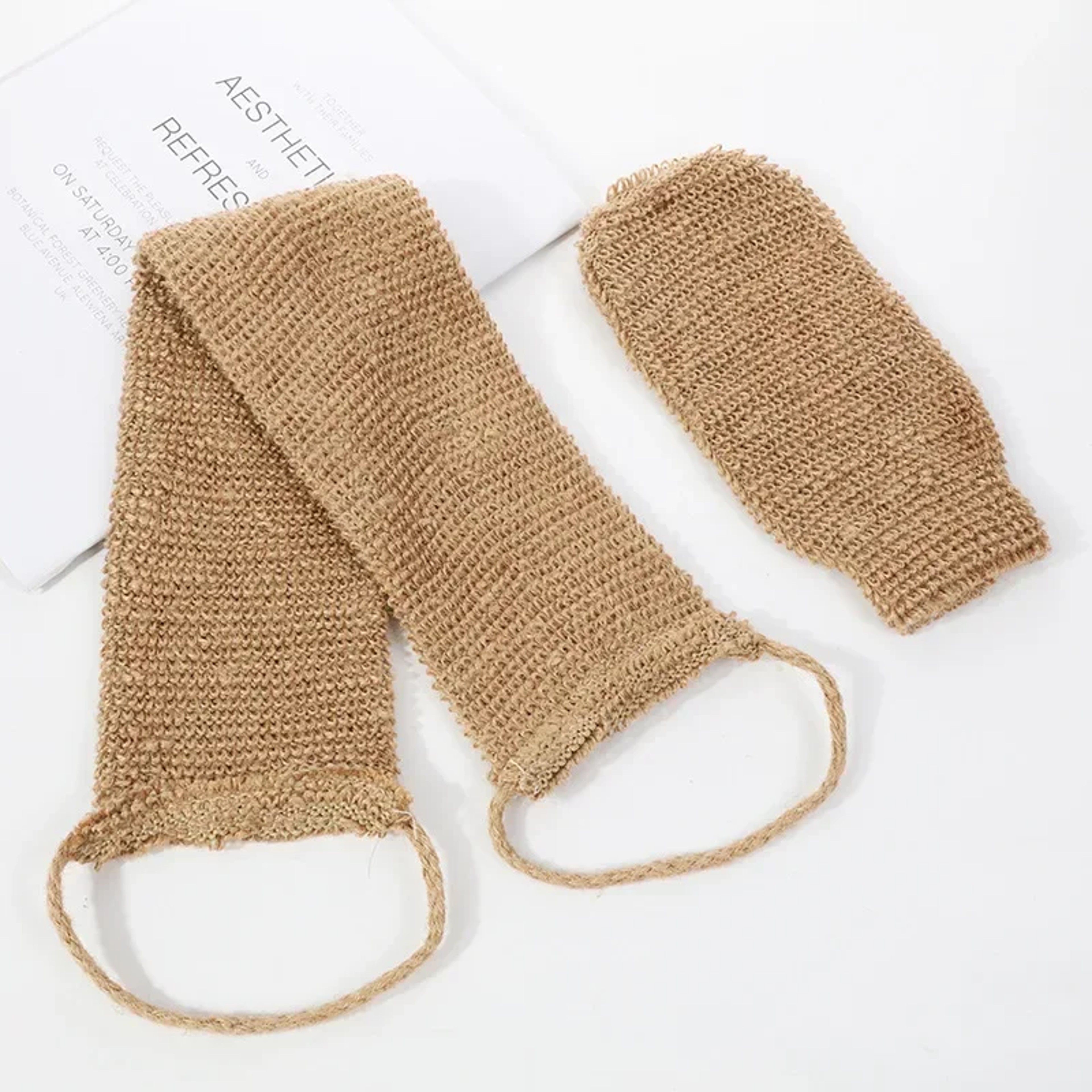 Back Scrubber Bath Towel, Jute Exfoliating Loofah, Body Cleaning Kit with Gloves for Shower, Bath Supplies – view 7