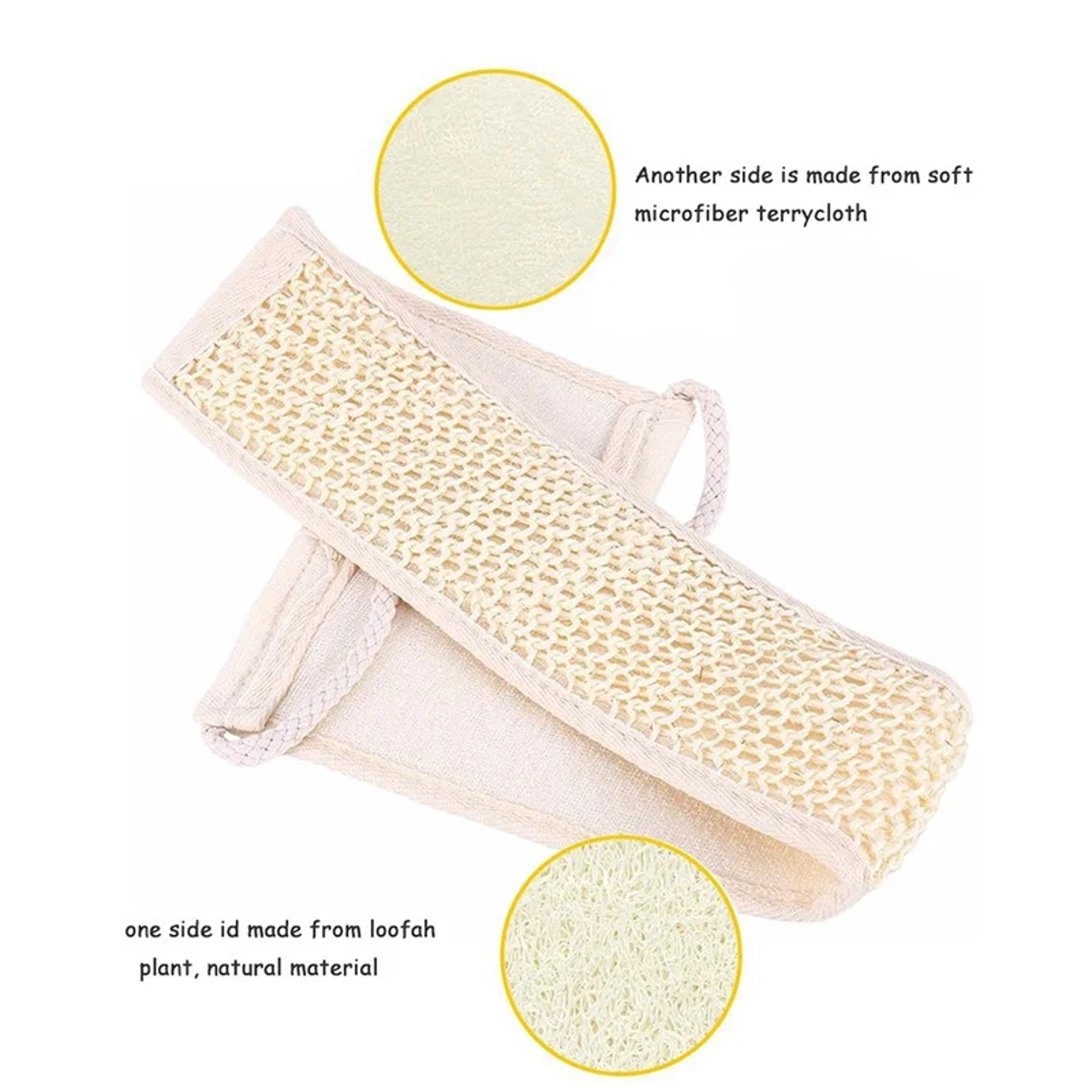 Natural Soft Exfoliating Loofah Body Sponge, Spa Shower Scrubber Back Strap for Massage Skin Health and Deep Cleaning – view 3