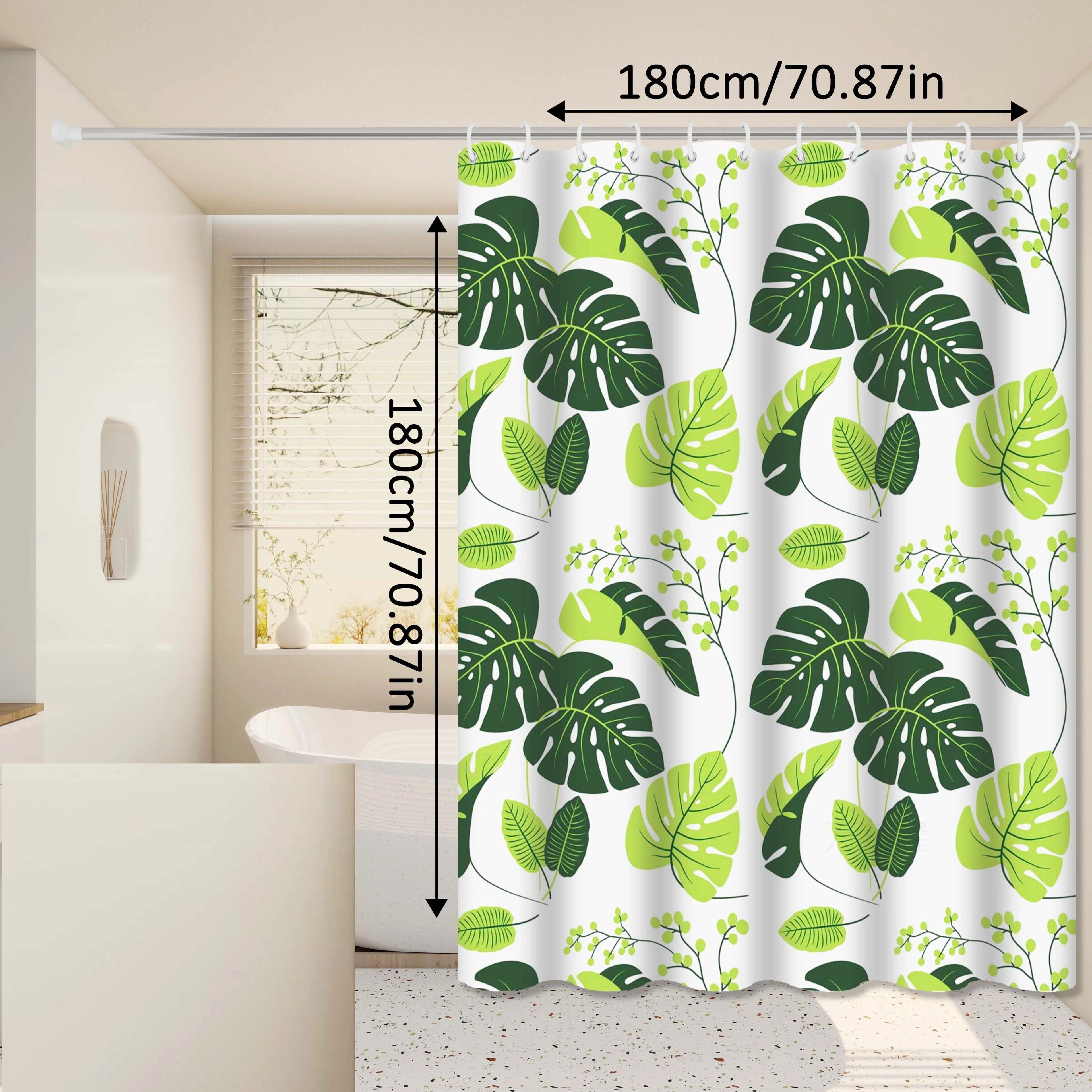 Fresh And Natural Style Turtle Leaf Bathroom Curtain Green Bathroom Space Blocks Privacy And Aesthe 3