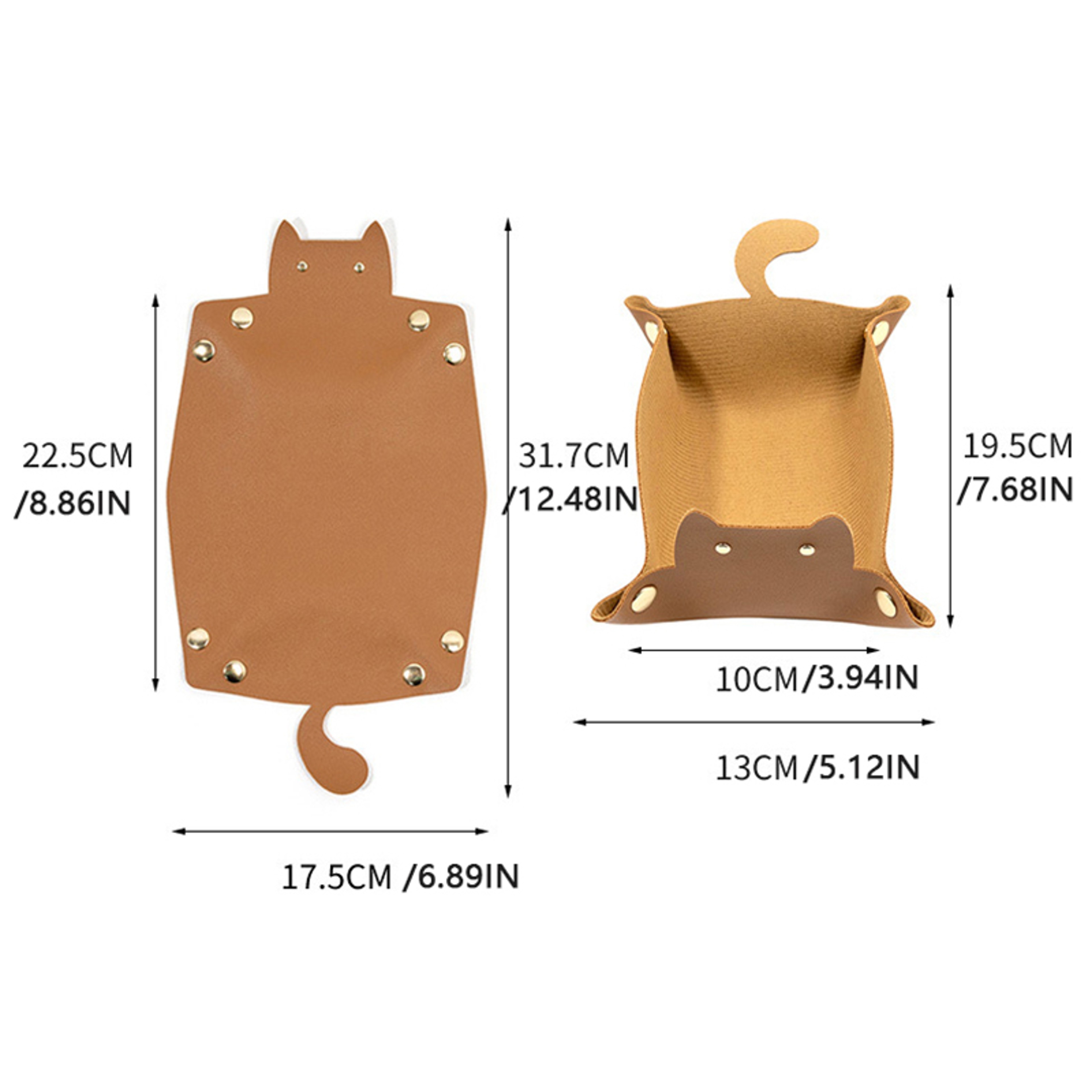 Creative Cat Shape PU Leather Storage Tray, Desktop Sundries Storage Box, Jewelry Organizer for Bedroom, Living Room – view 6